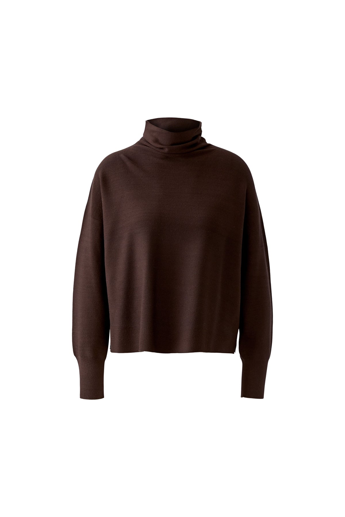 Oui Chocolate Torte fine knit turtleneck jumper – product front view