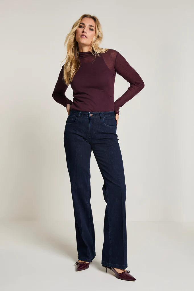 Para Mi Eve high waisted indigo dark denim jeans – front view