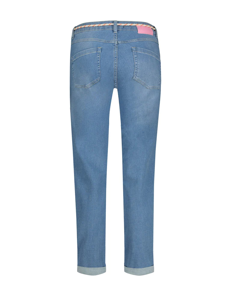 Para Mi Bobby High Waisted Light Denim Blue Trousers From The Back