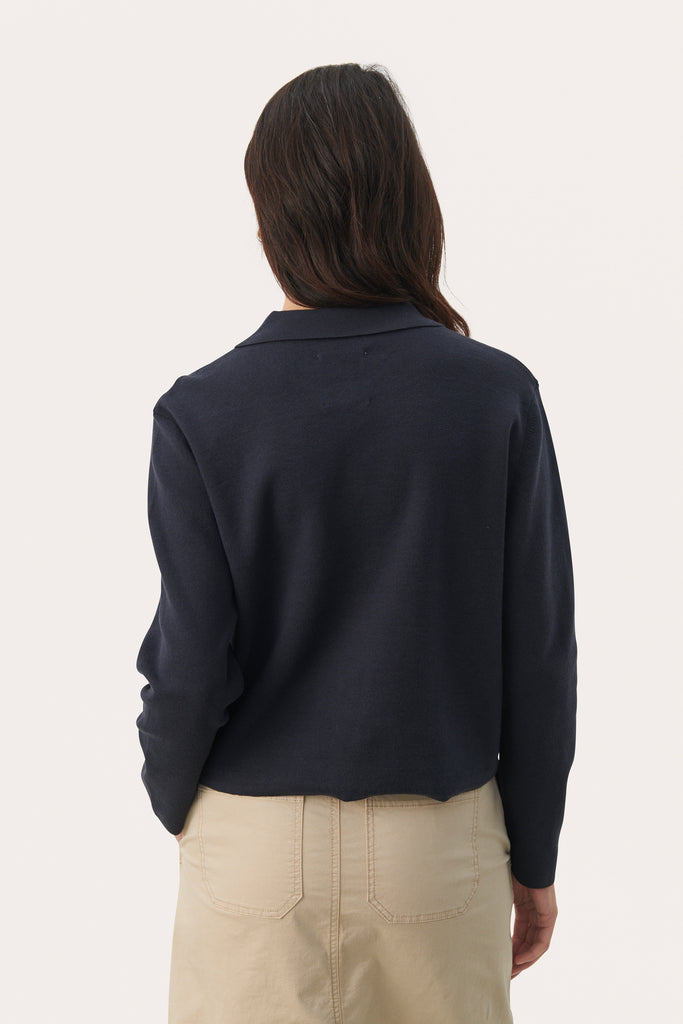 Part Two Frieda Collared Patch Pocket Cardigan From Back
