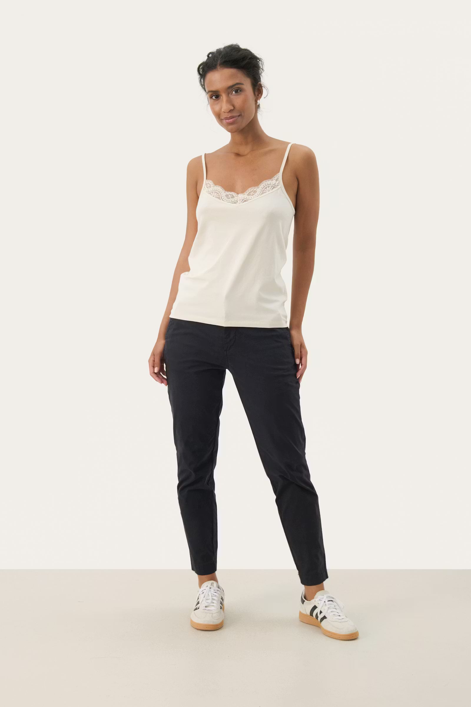 Part Two Nateleine women’s cream lace camisole styled outfit