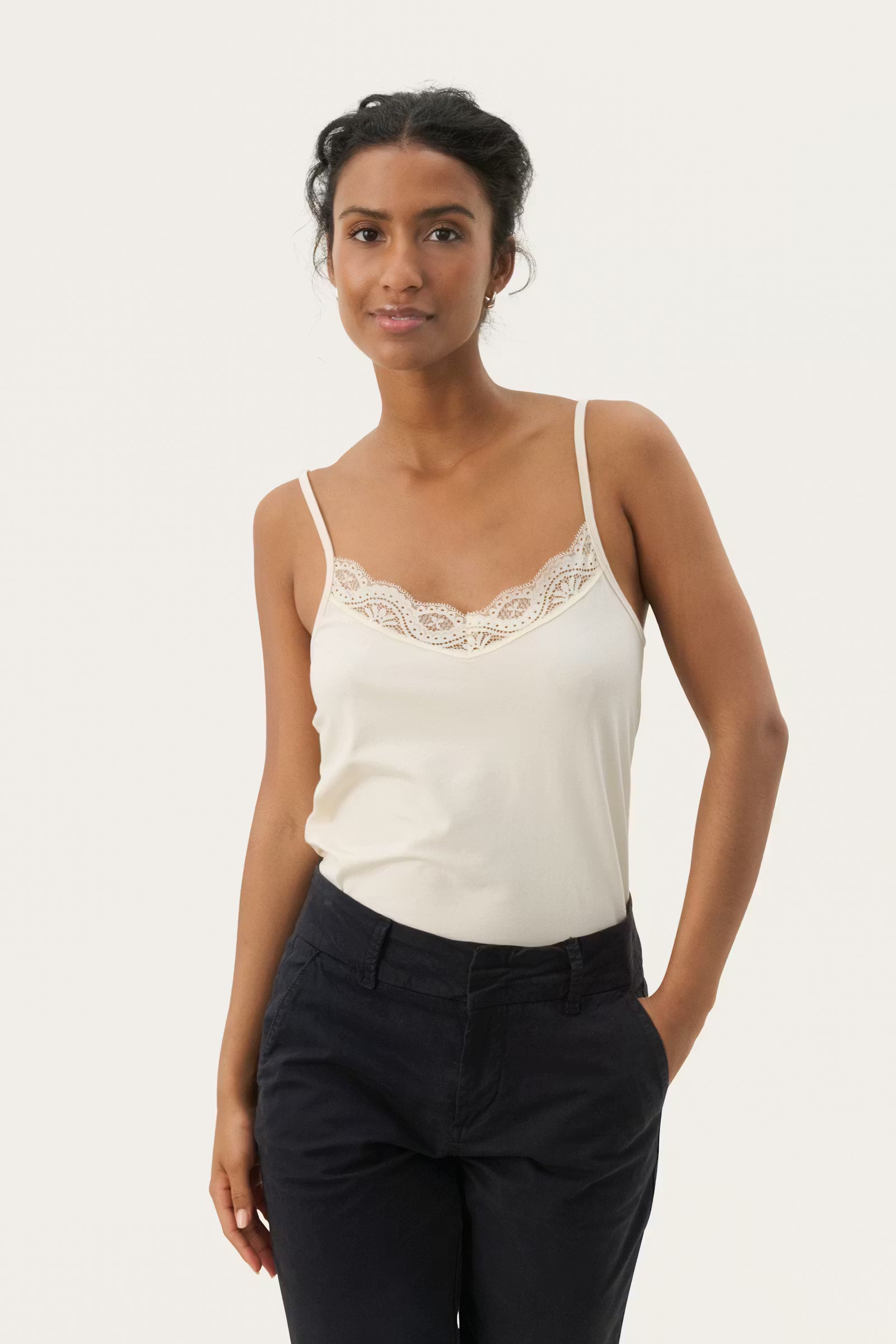 Part Two Nateleine women’s lace trim camisole top front view