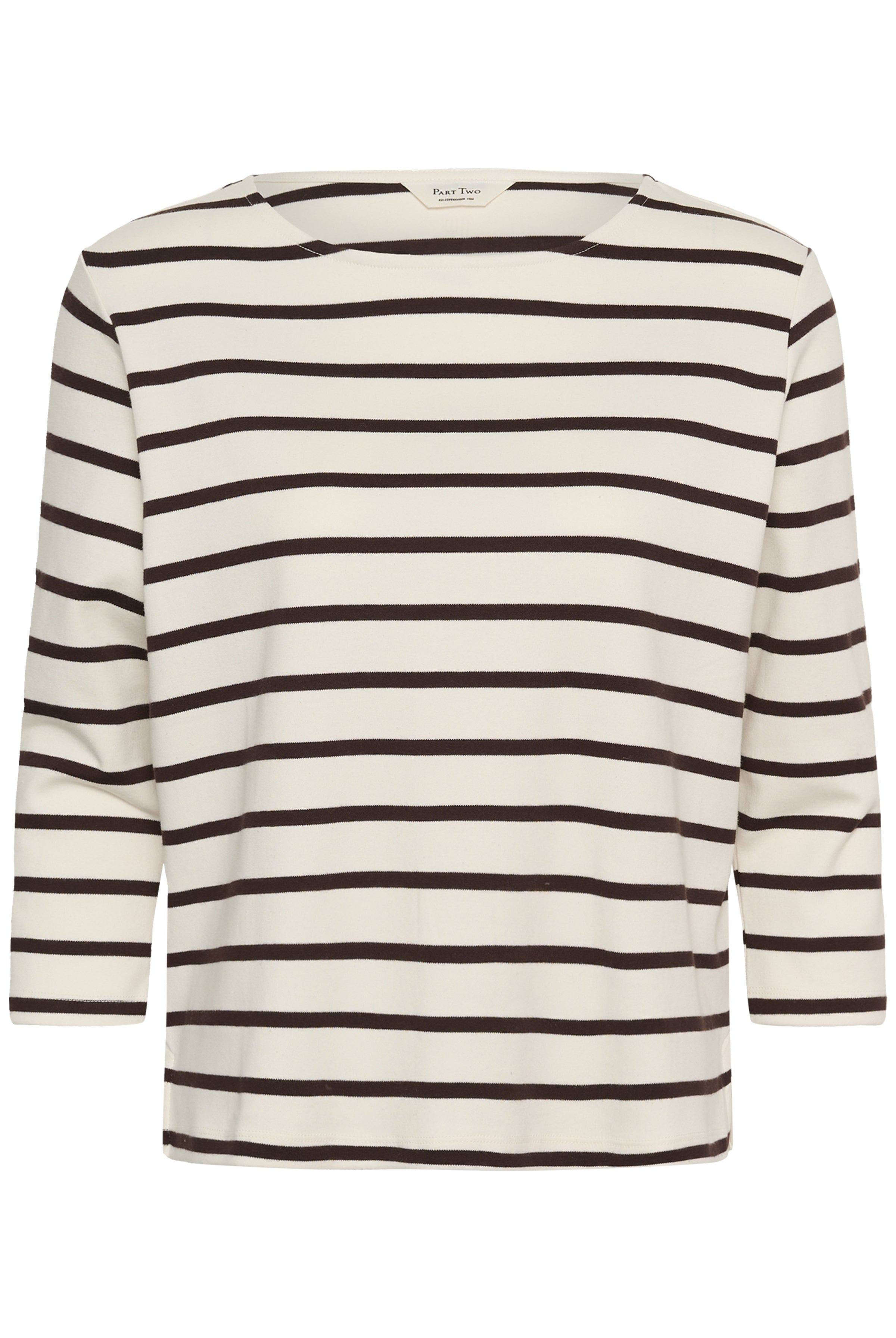 Part Two relaxed fit striped top with boat neckline