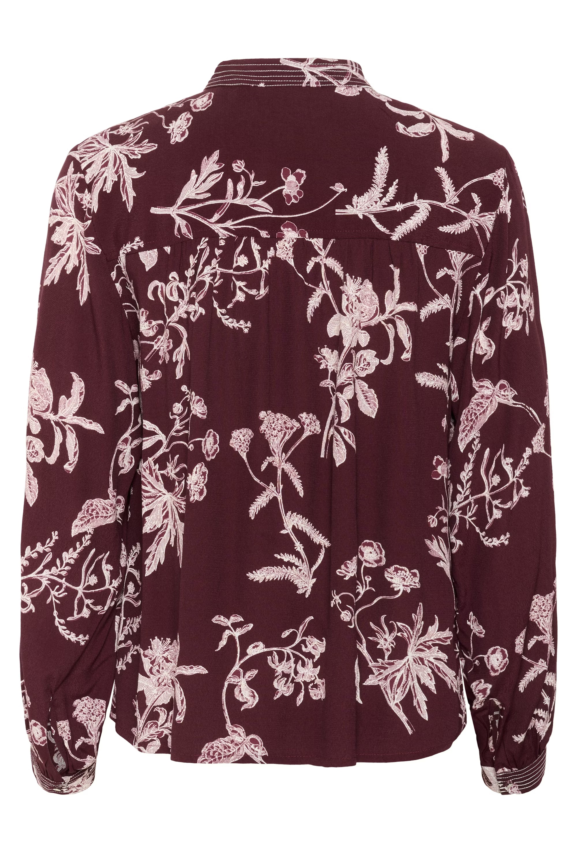 Back product images of Part Two Shiroma blouse showing full floral print