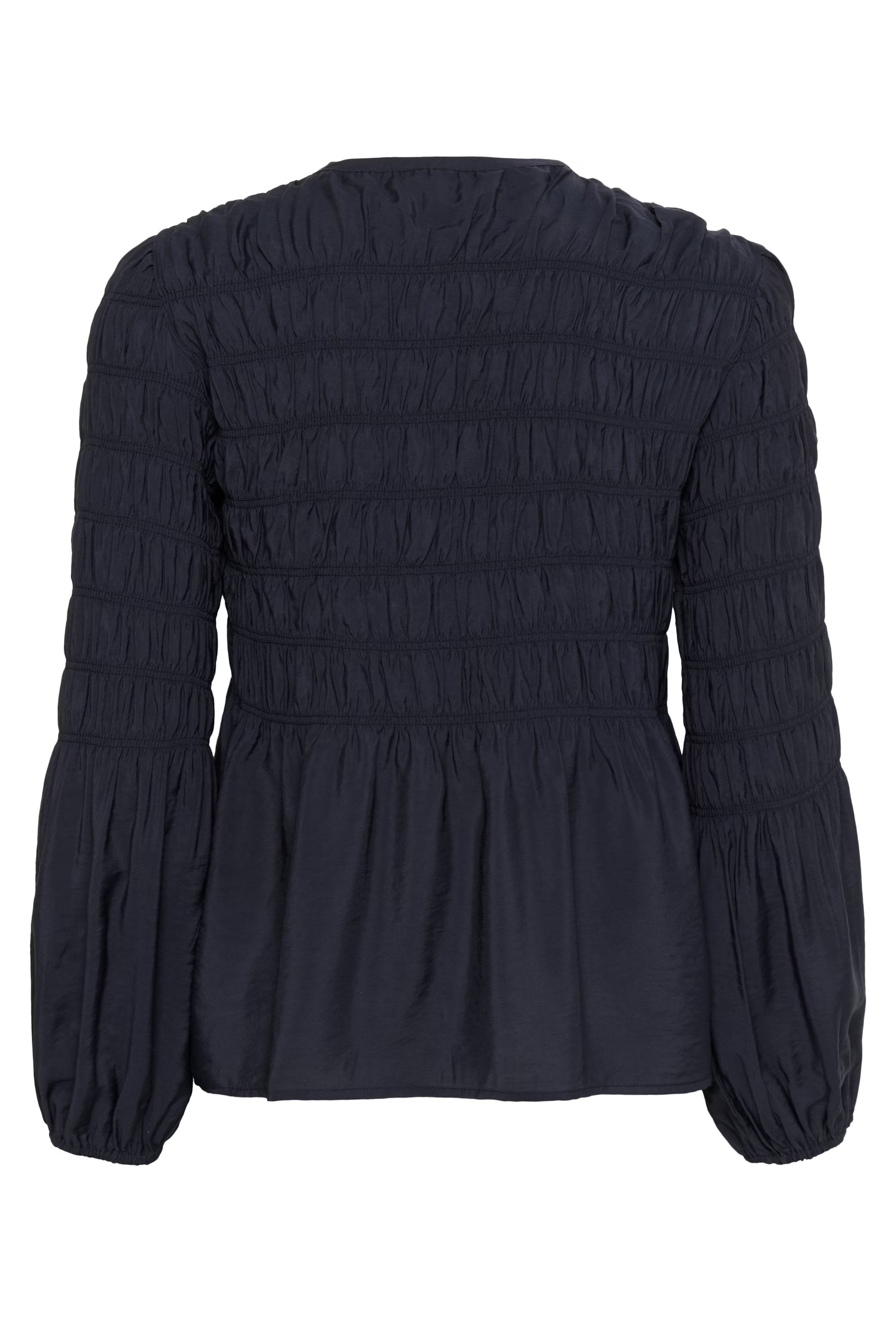 Back view of button front on Part Two Siffe balloon sleeve blouse