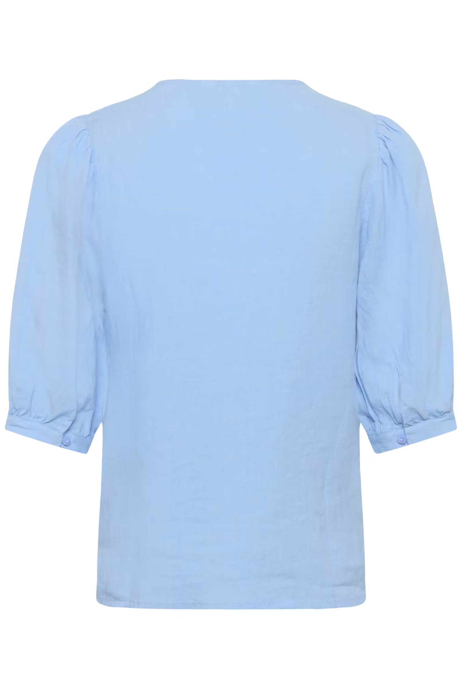 Part Two Azra light blue linen blouse with puff sleeve back
