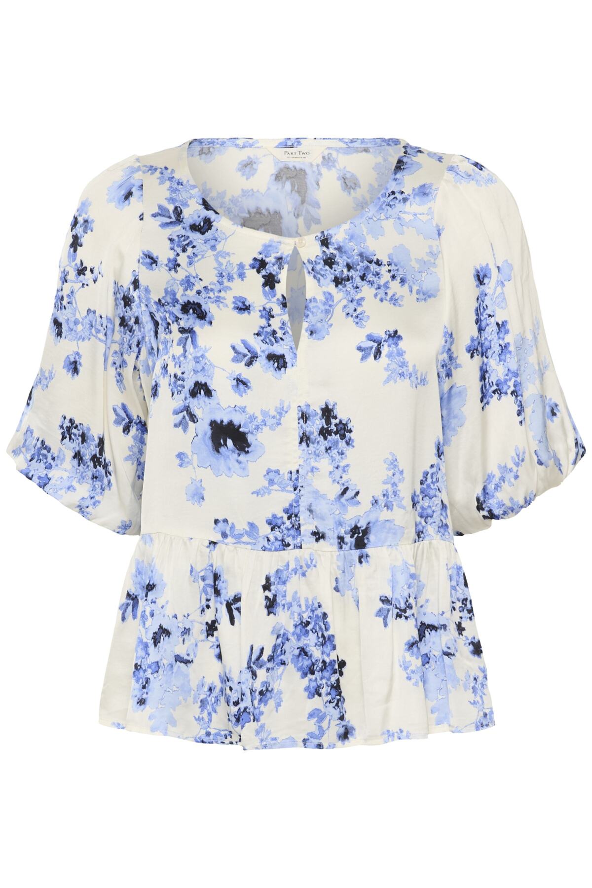 Part Two Azelia floral print peplum blouse - blue/white