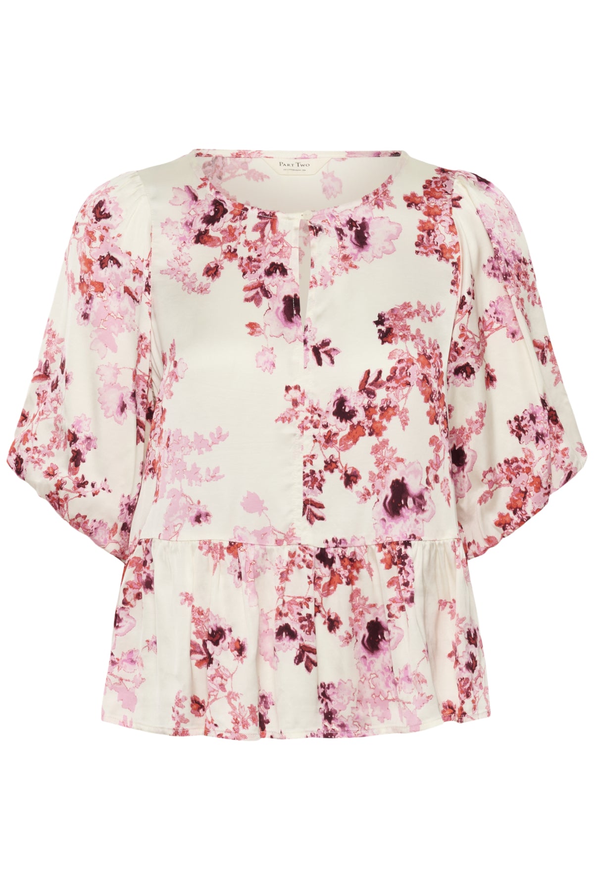 Part Two Azelia floral peplum blouse pink white floral detail