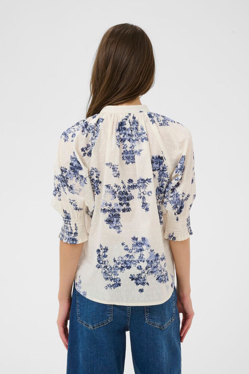 Part Two Almera cream blue floral blouse back view