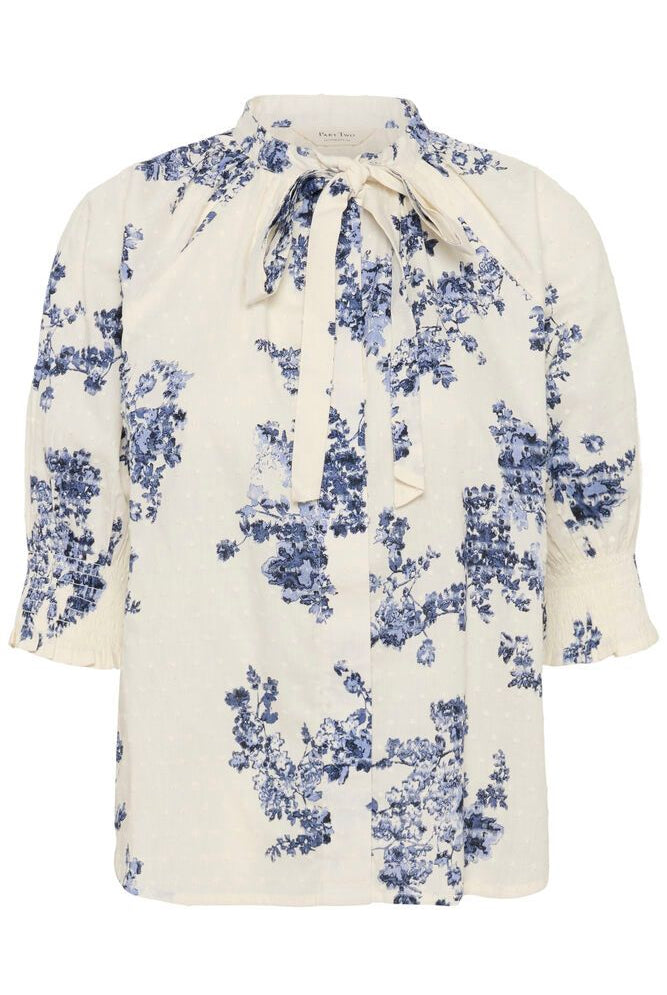 Part Two Almera floral blouse with smocked cuff detail