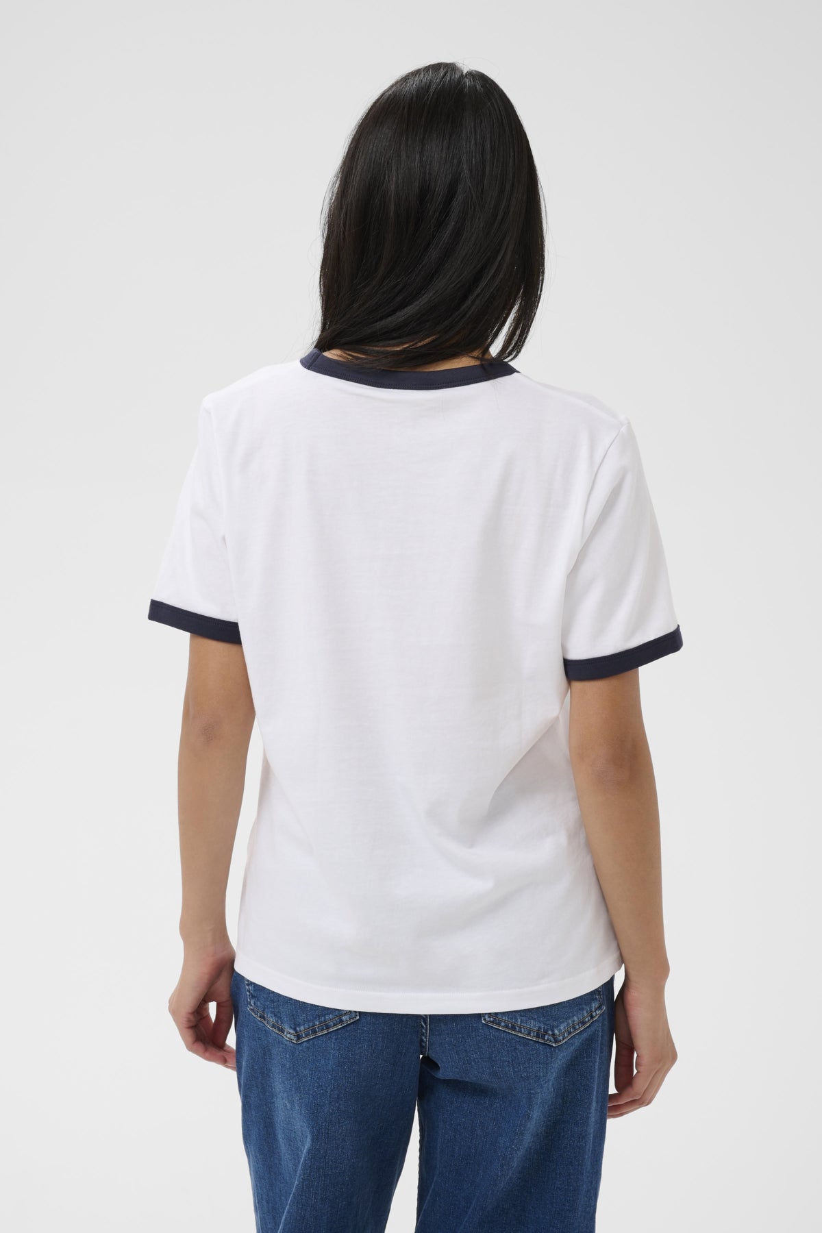 Part Two Angelita organic cotton ringer T-shirt back view with contrast collar