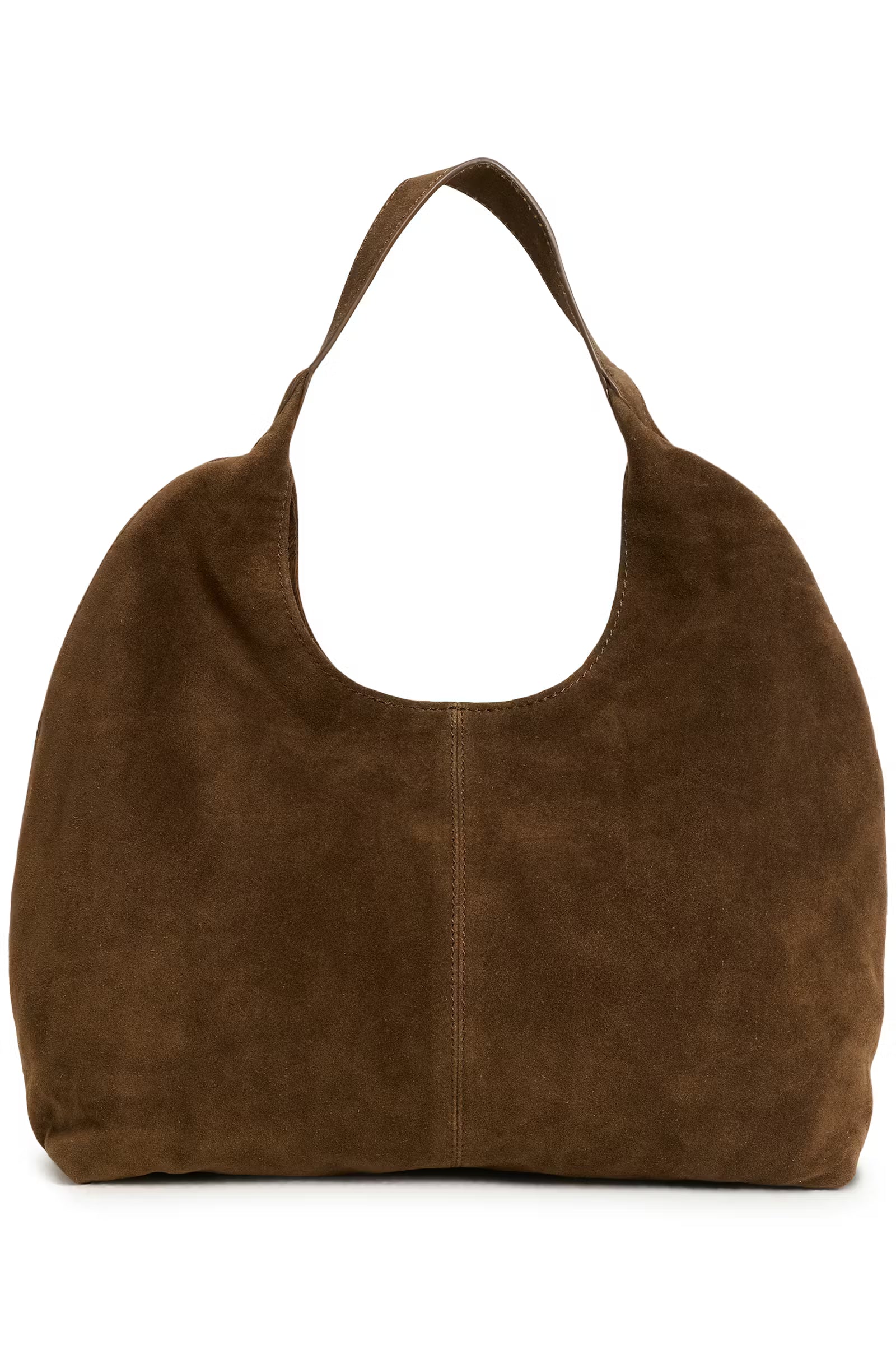 Part Two Athea suede slouch bag in brown with curved shoulder strap