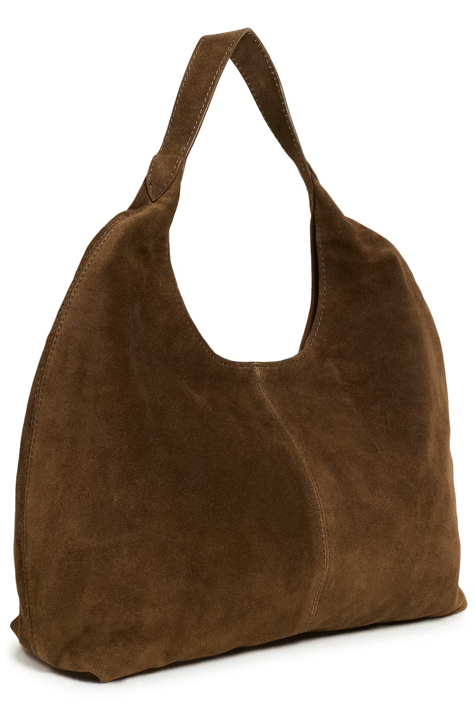 Part Two Athea brown suede shoulder bag with soft draped silhouette