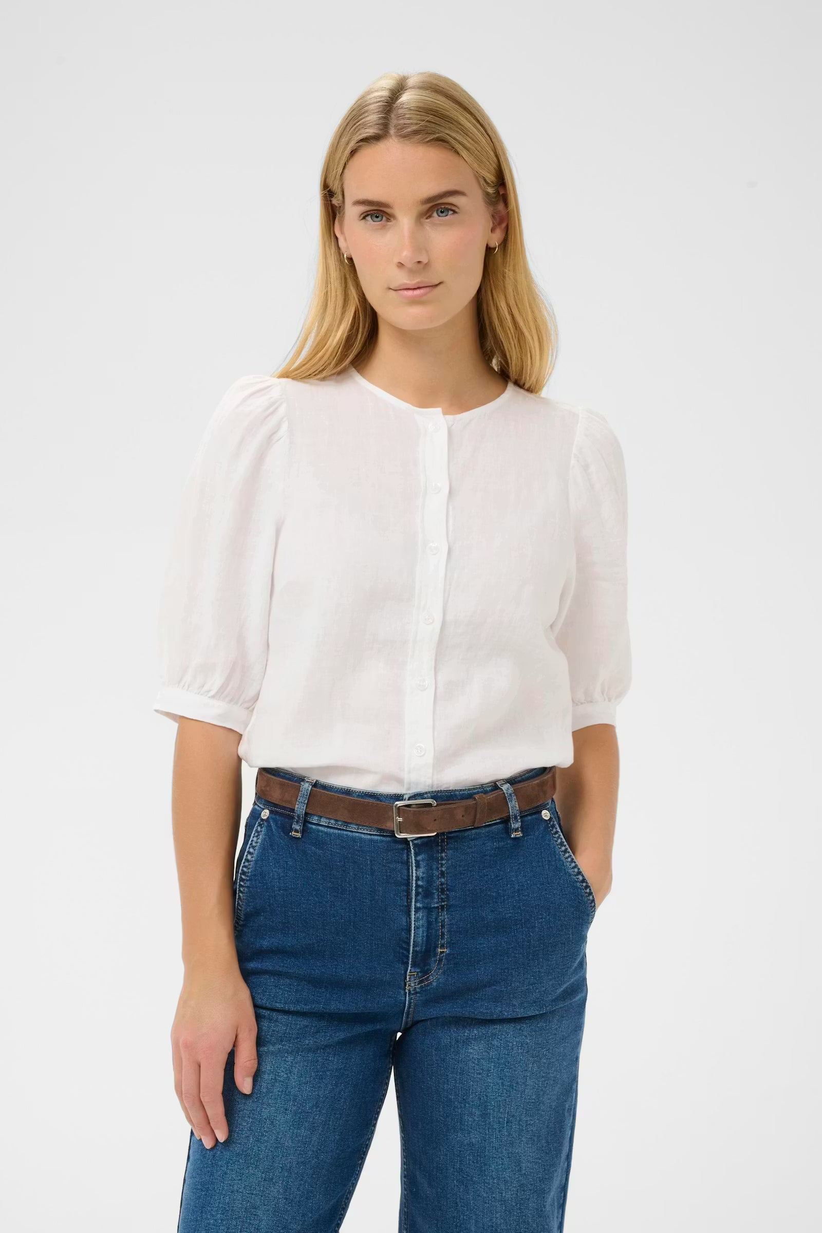 Part Two Alikka suede belt styled with denim outfit