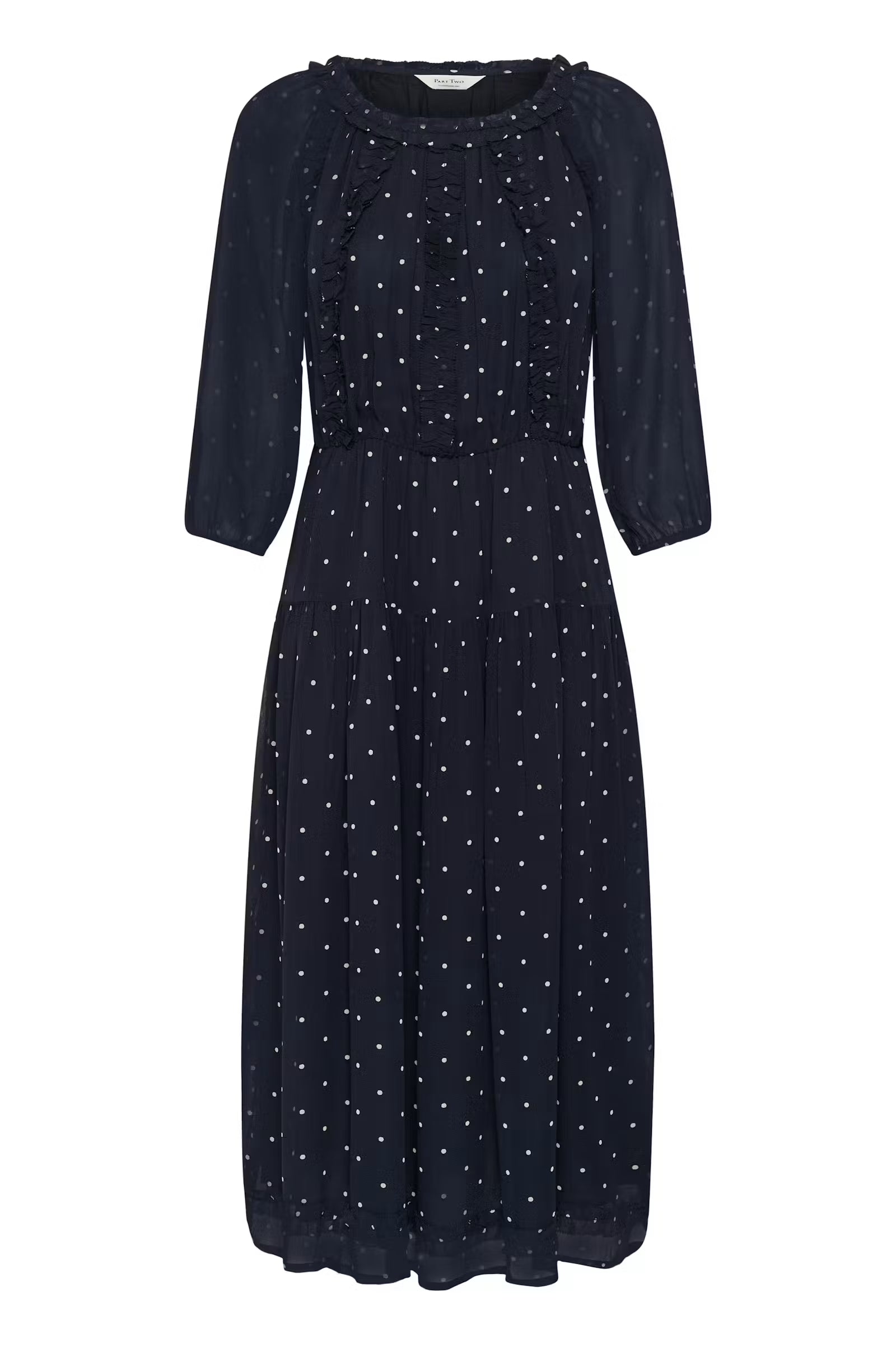Part Two navy occasion dress with gathered waist