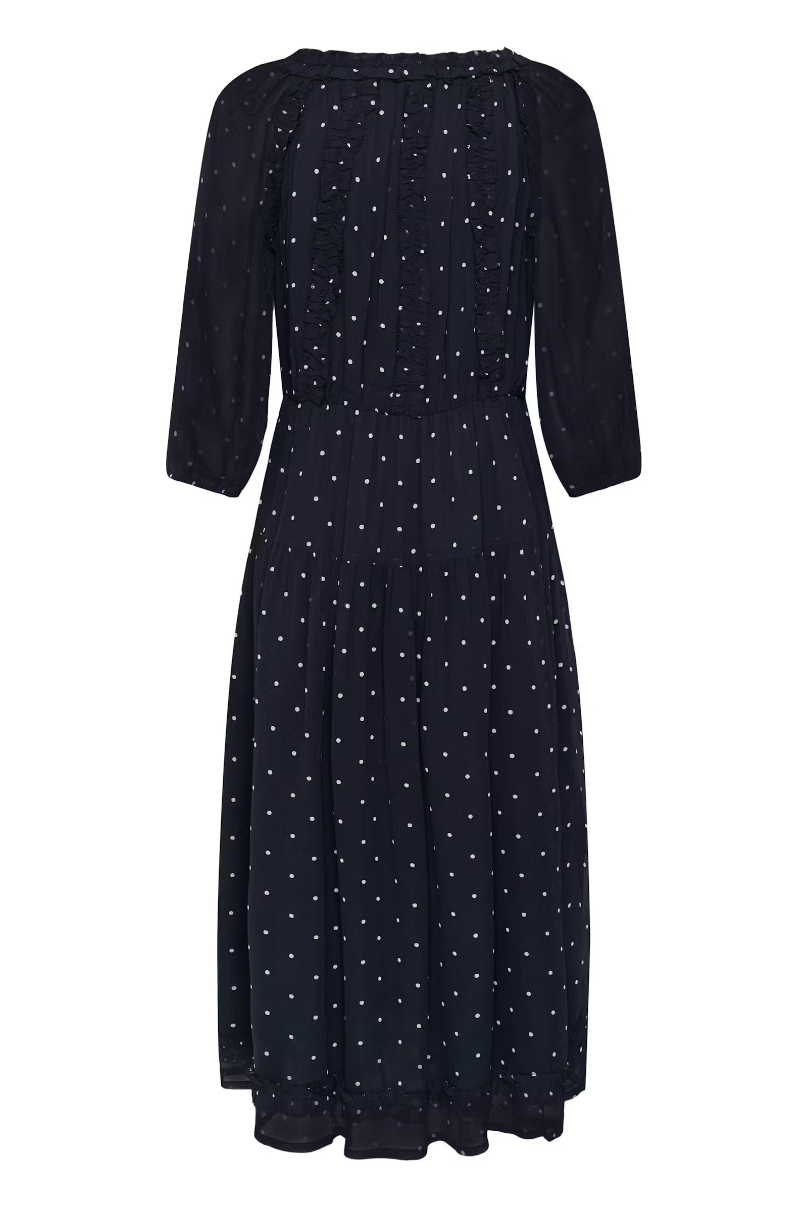 Part Two Draga navy frilled dress with tiered skirt