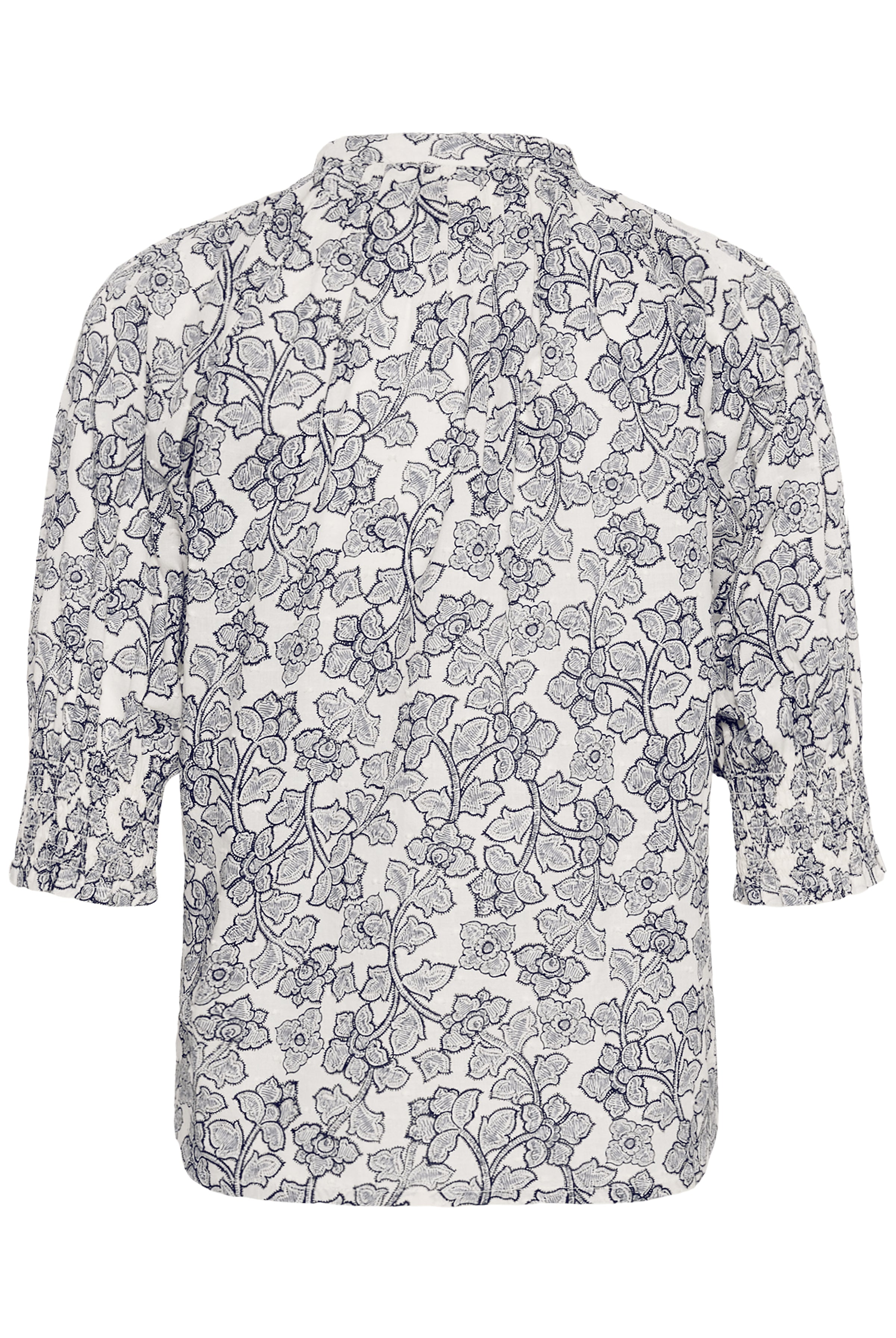 Part Two Almeras cream and navy floral print blouse front view