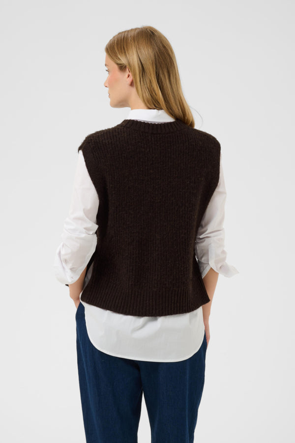 Part Two Charlye knitted layering waistcoat back view on model