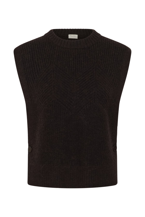 Part Two Charlye crew neck knitted waistcoat front product view