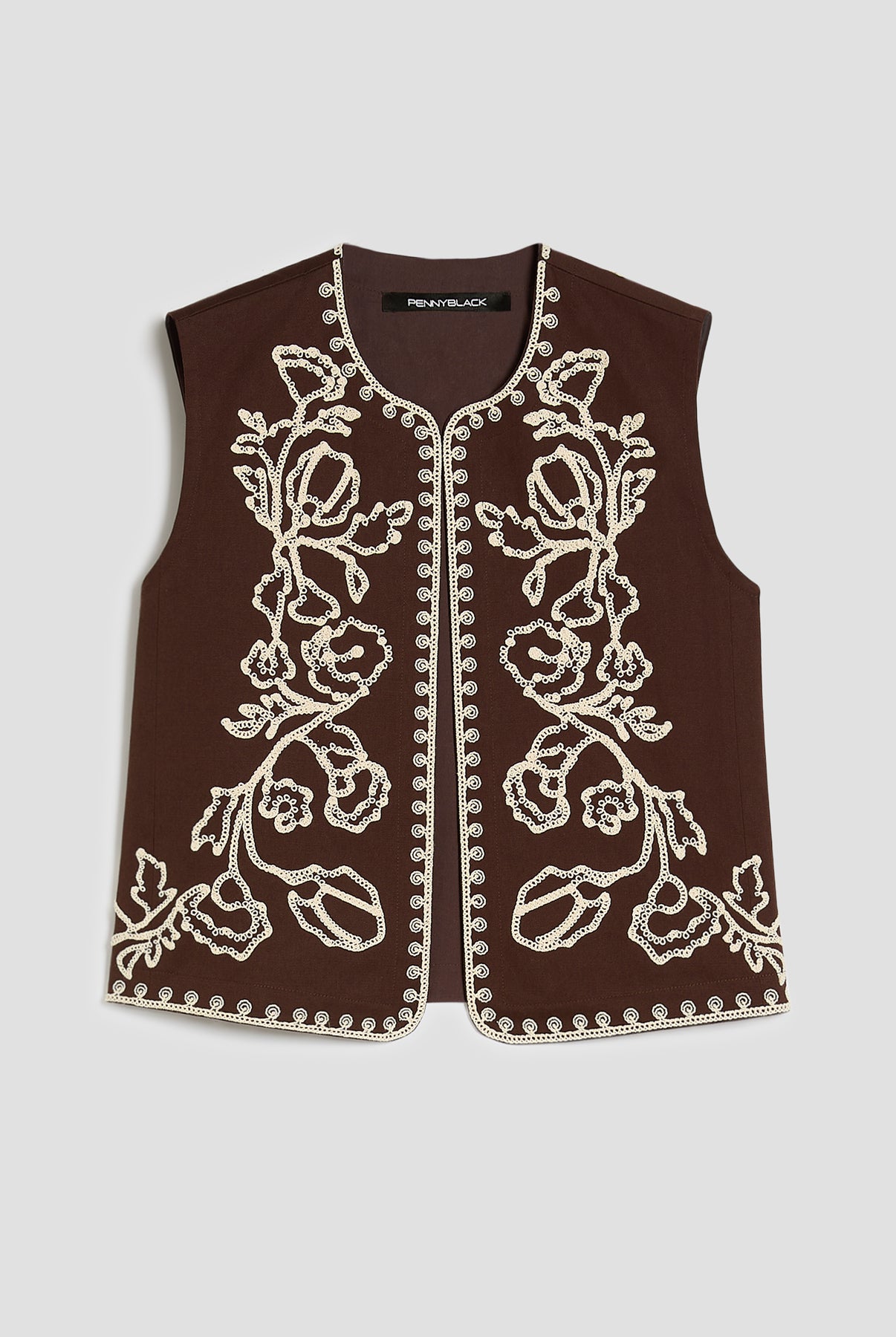 Penny Black Apogeo embroidered sleeveless waistcoat in brown