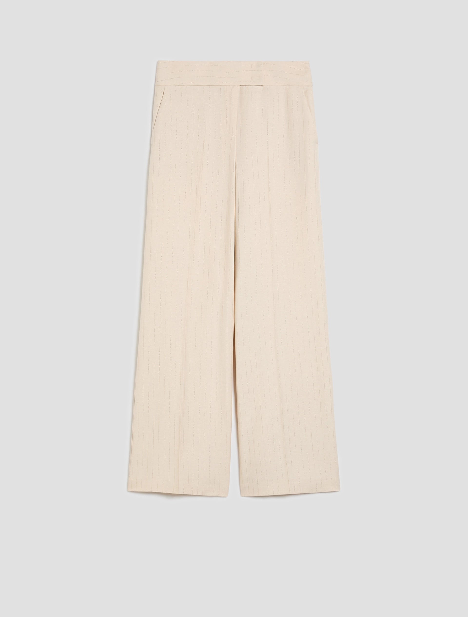 Penny Black cream pinstripe trousers full length front