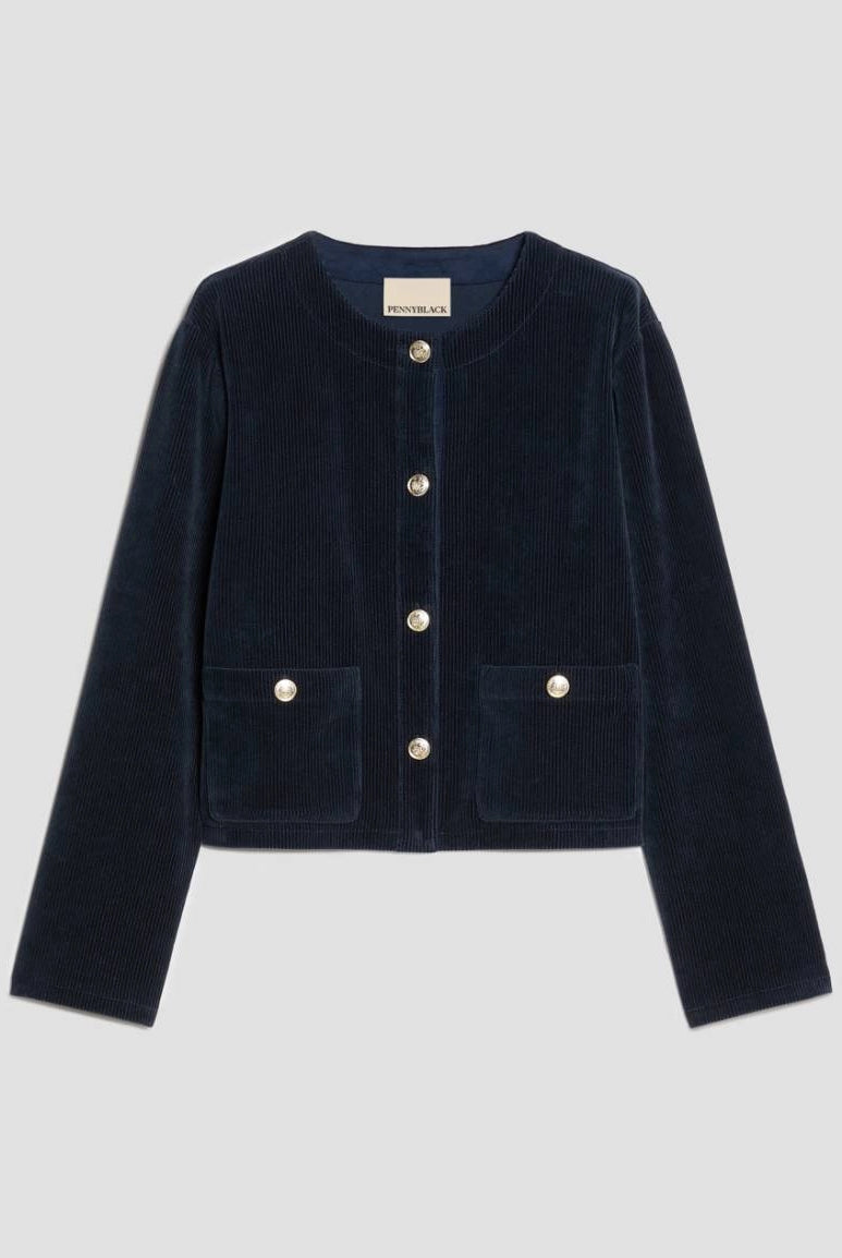 Pennyblack Jrazza women’s navy jersey jacket