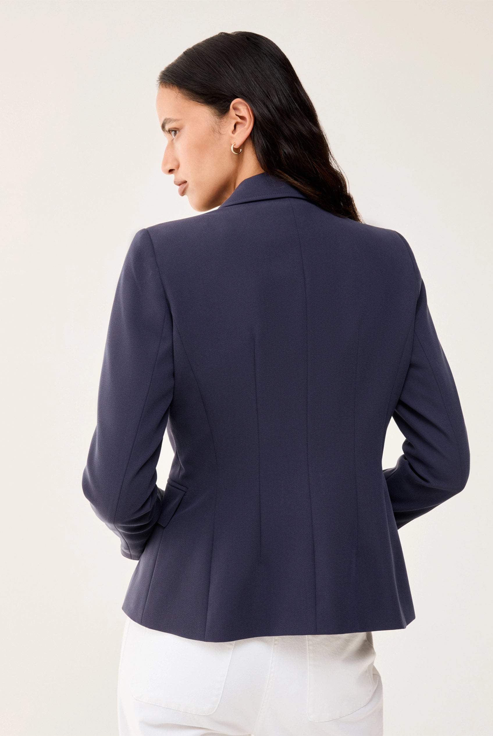 Penny Black navy tailored women’s blazer back view