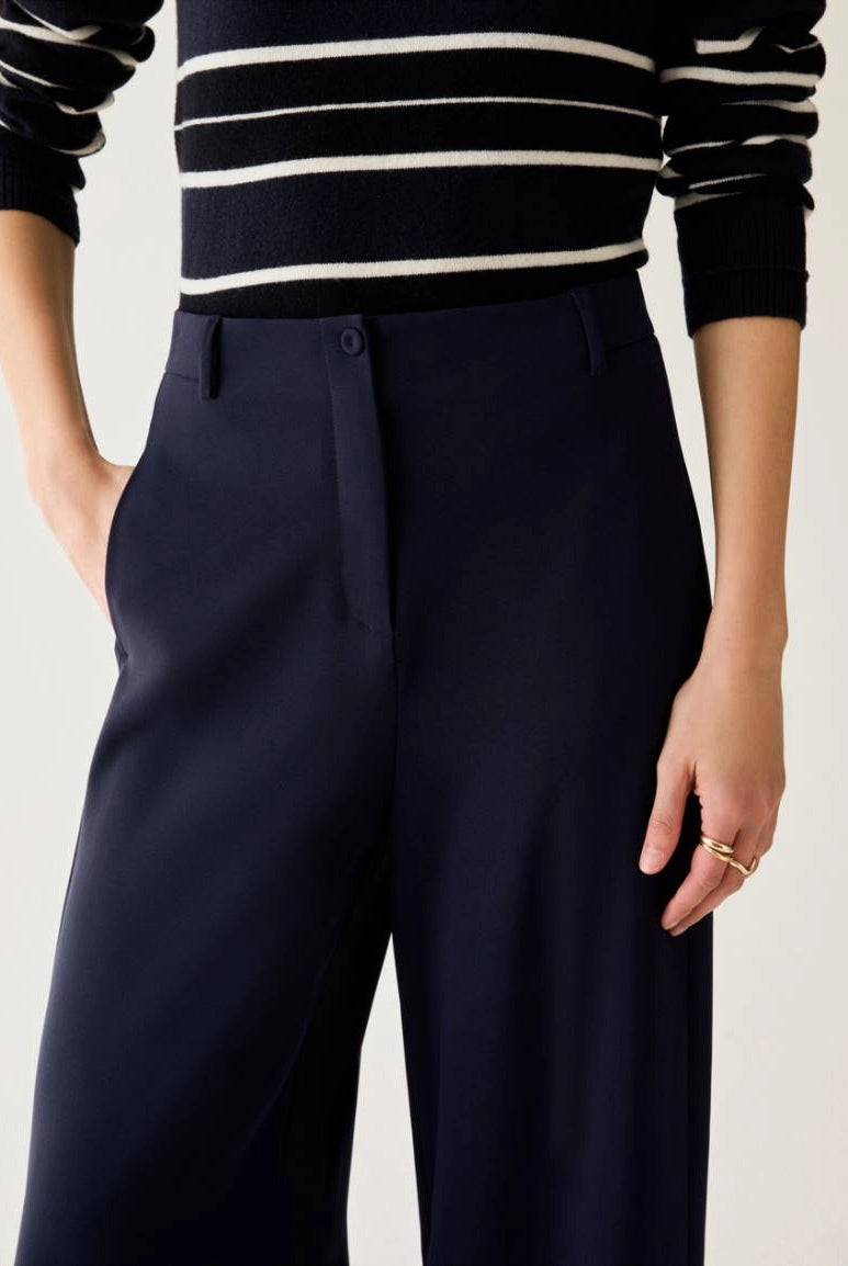 Front view of Pennyblack PBPovatta navy tailored trousers