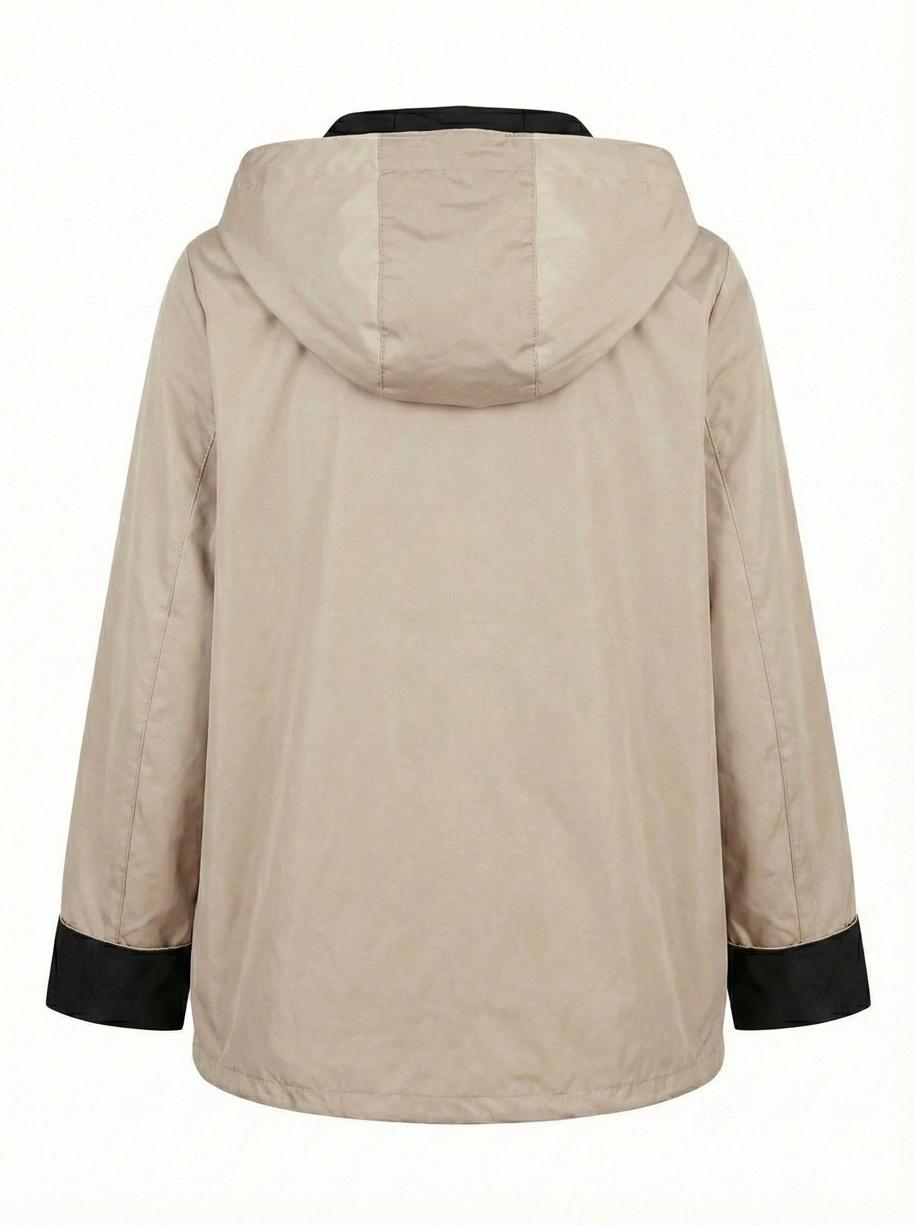 Peruzzi hooded jacket with stitch detail beige back view showing relaxed fit and hood
