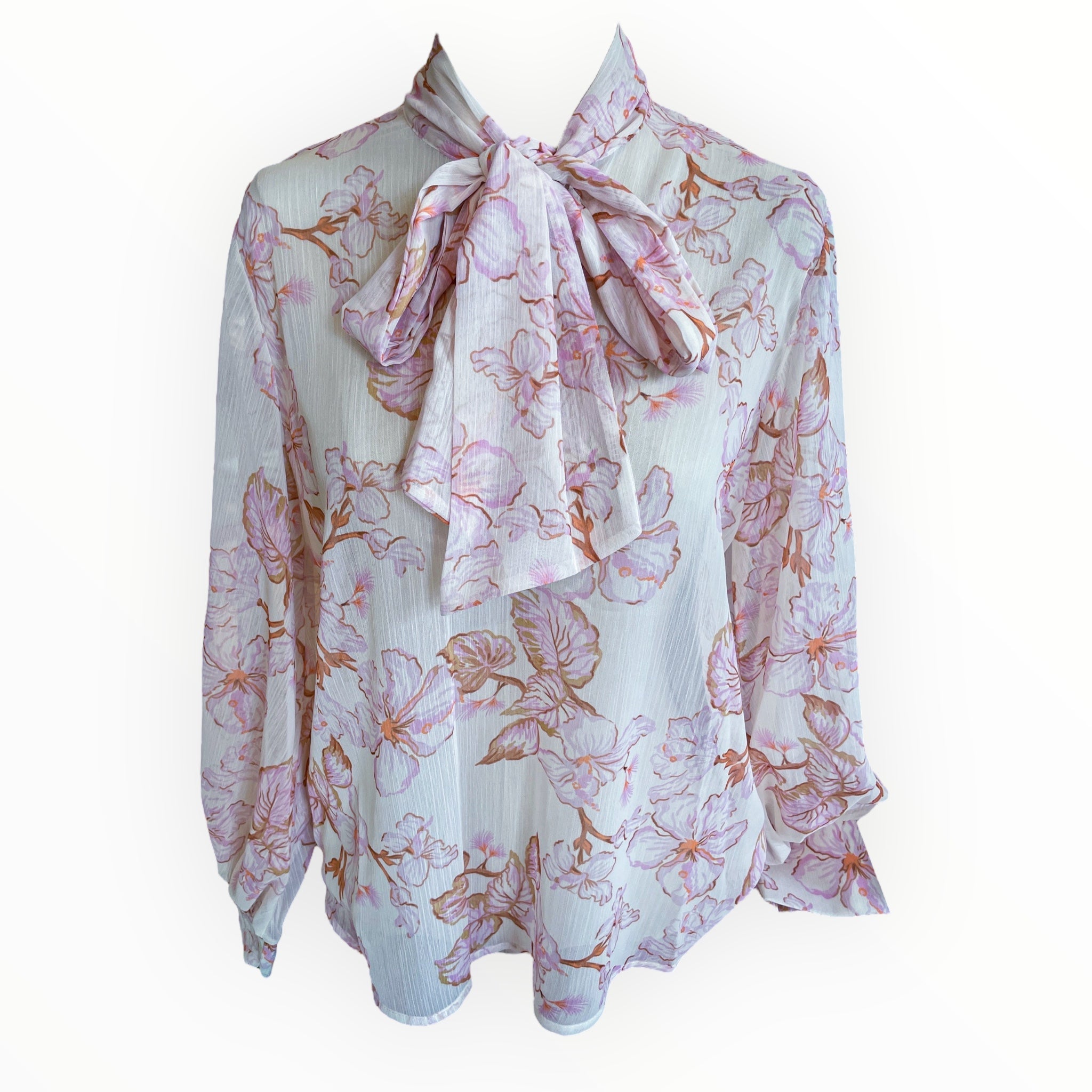 Piab Sufima Cream/Pink Floral Print Chiffon Blouse