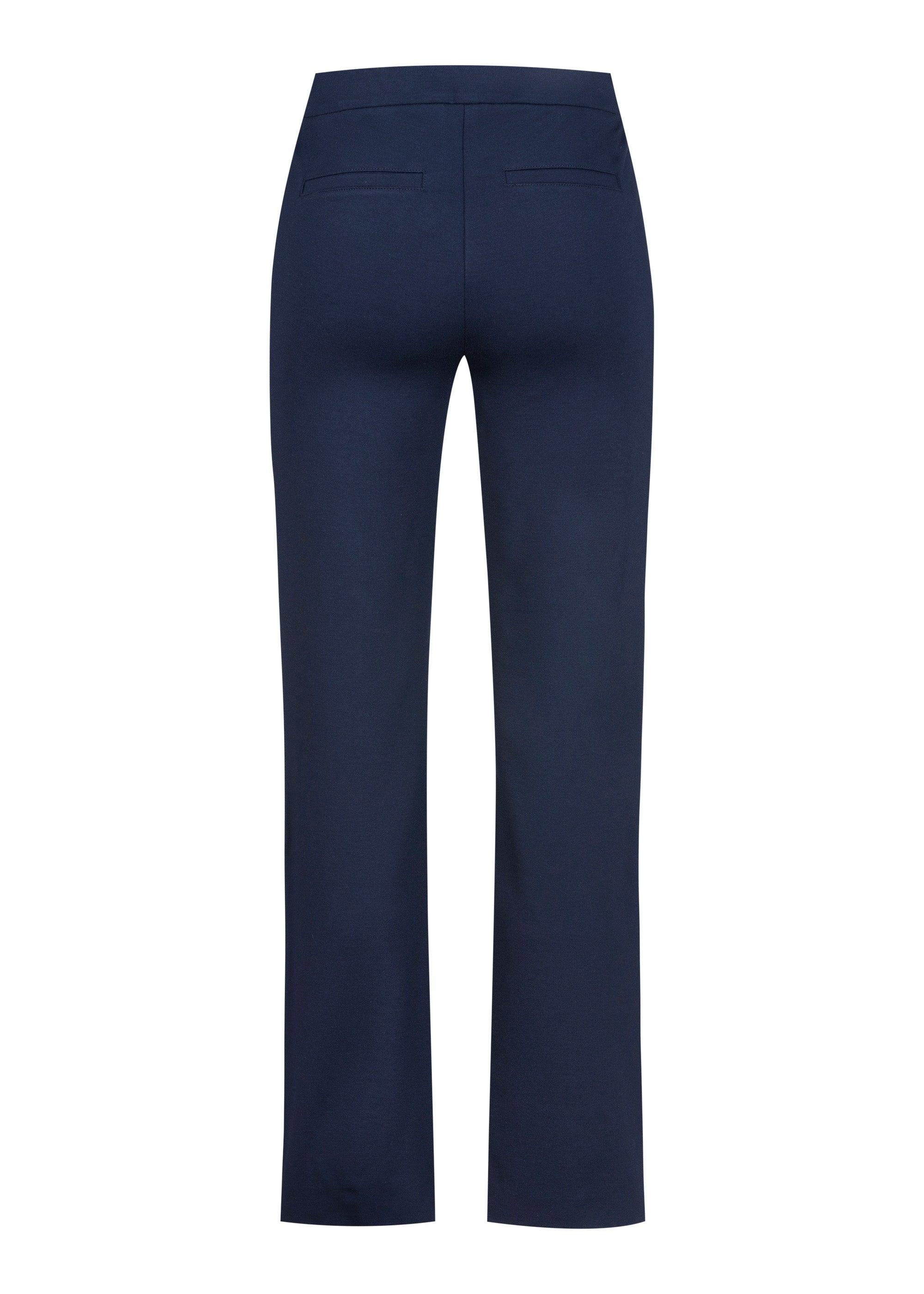 Back View Stehmann Editta navy trousers on model with trainers