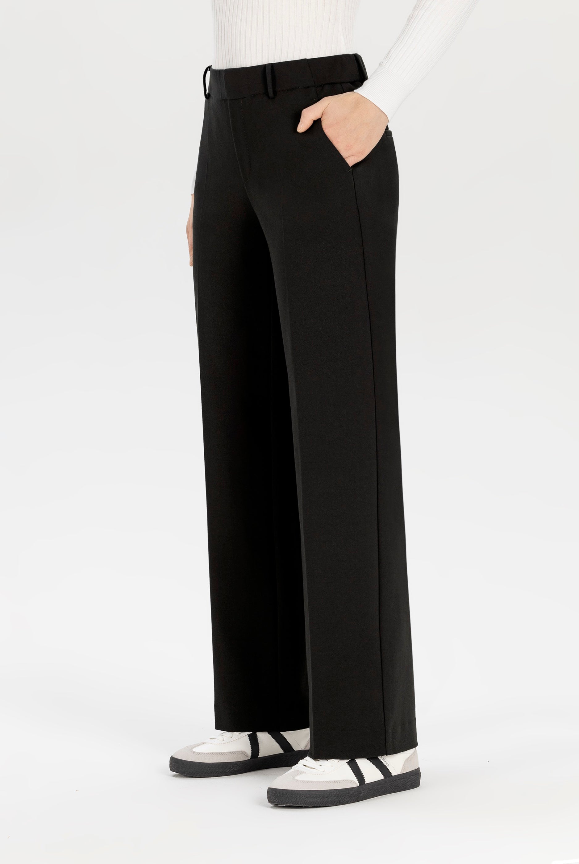 Stehmann Fenja black stretch women’s trousers side view