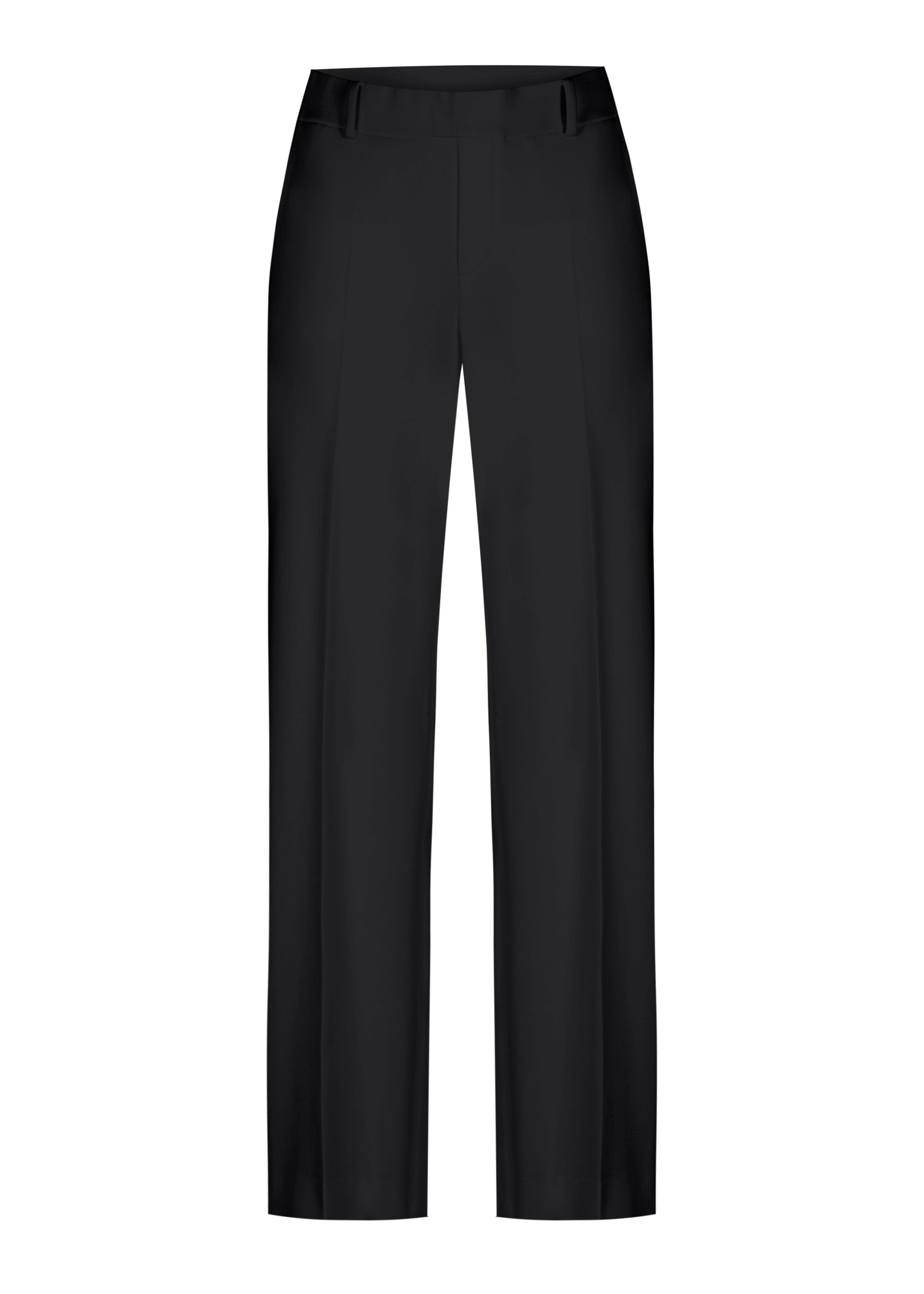 Back view of Stehmann Fenja2 black wide leg trousers with welt pockets