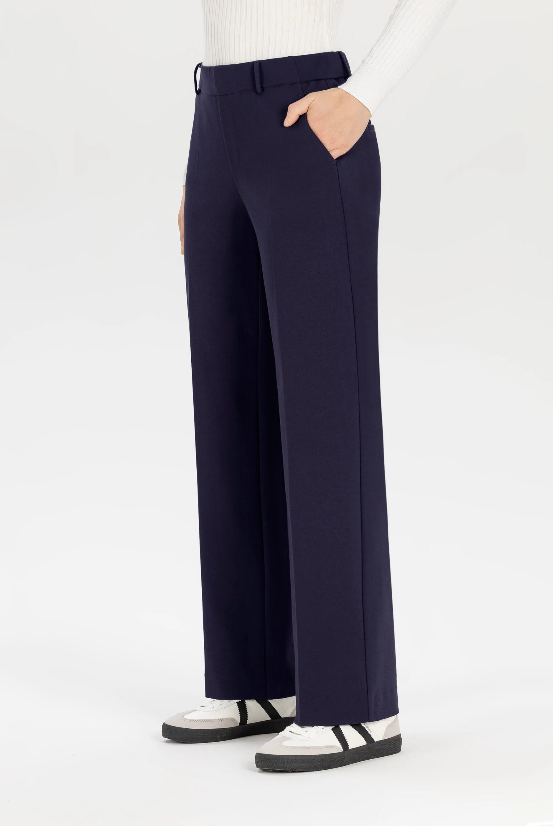 Stehmann Fenja navy straight leg women’s trousers full length