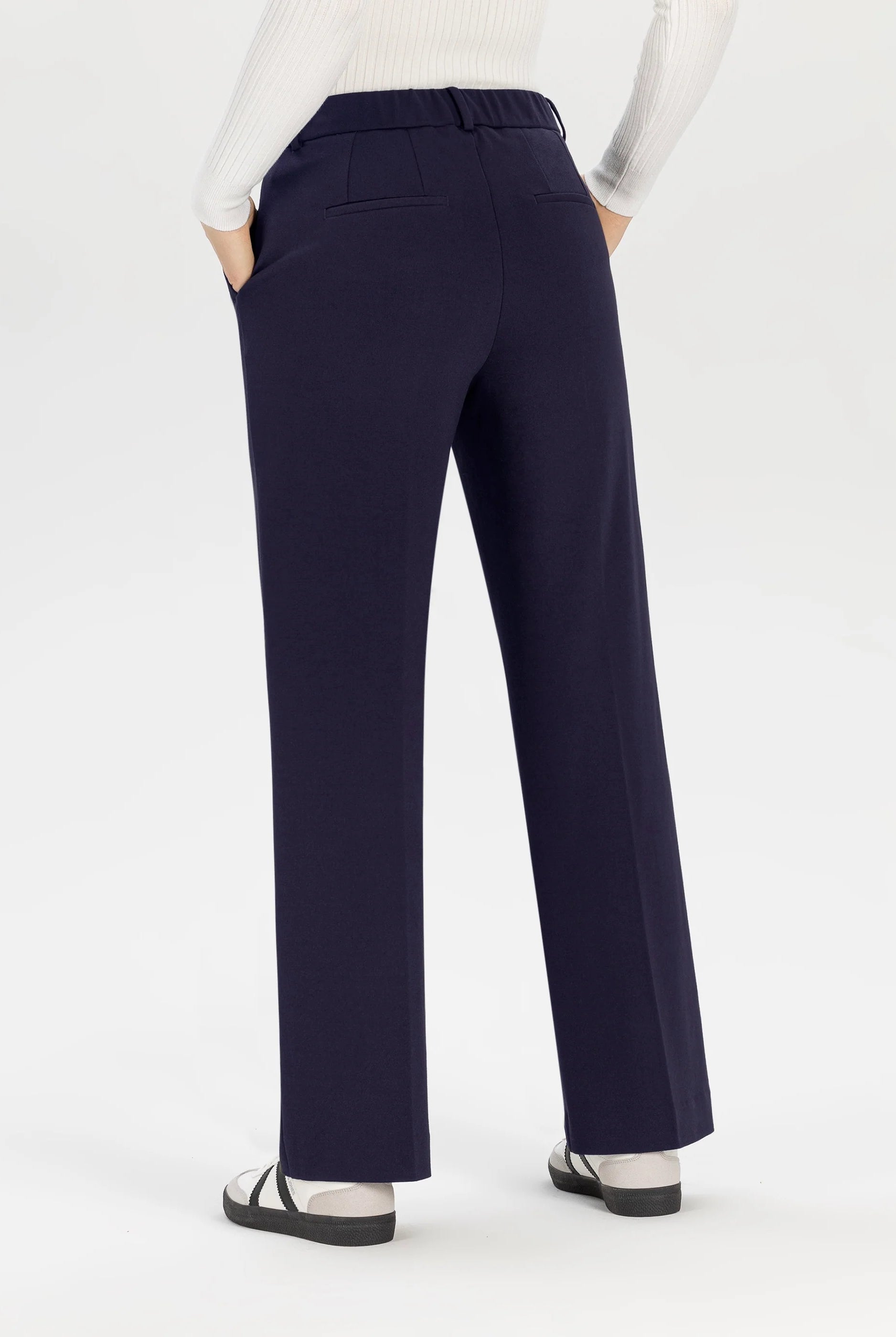 Stehmann Fenja navy pull-on smart trousers back view