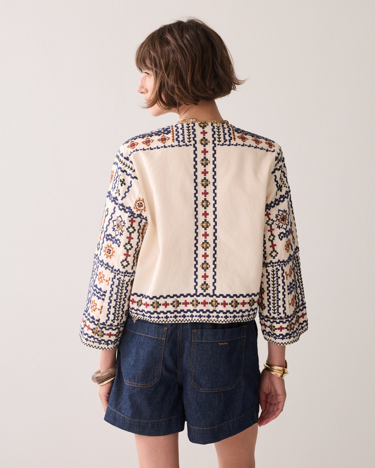 Summum Mood embroidered cropped jacket back view