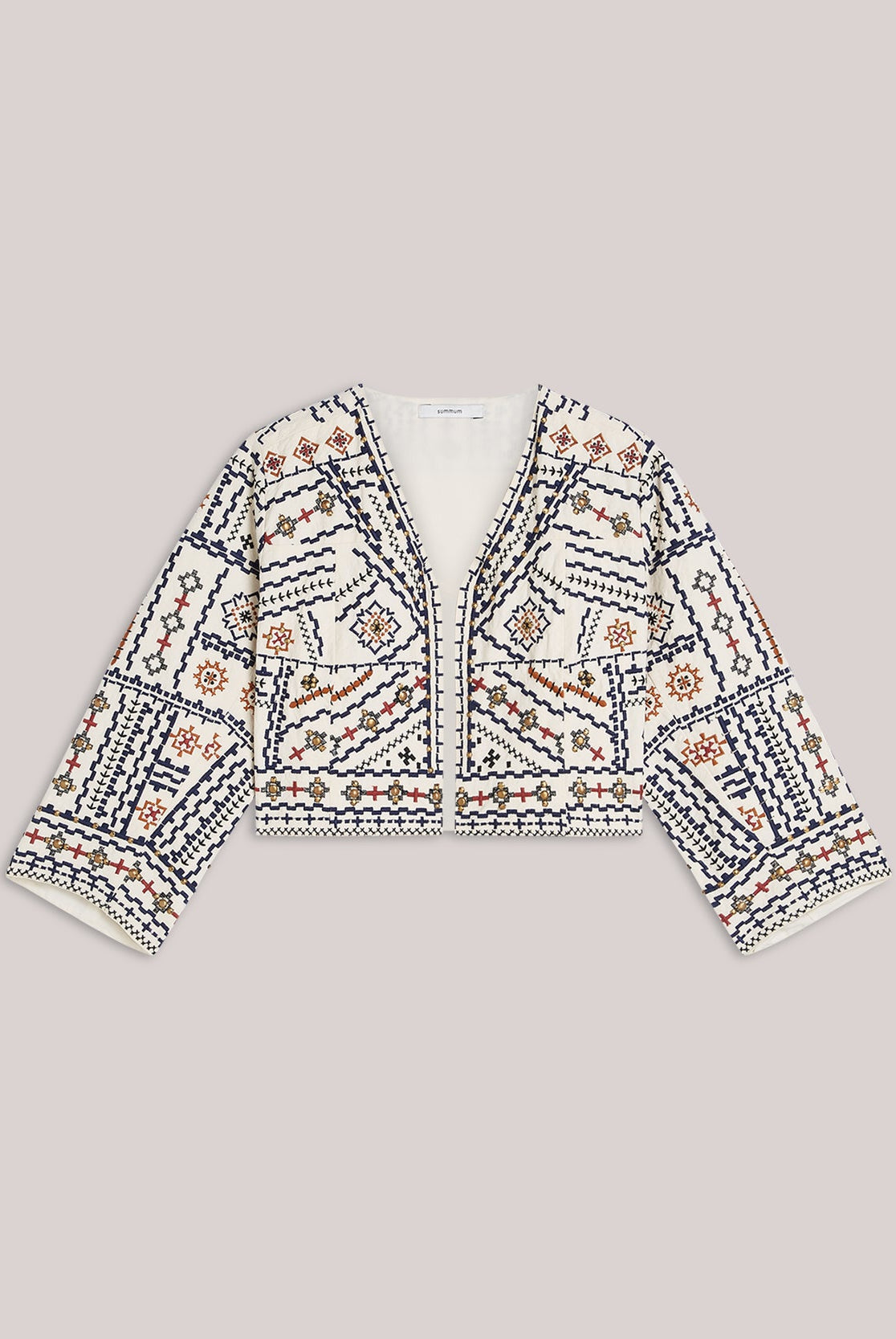 Summum geometric embroidered cropped jacket product view