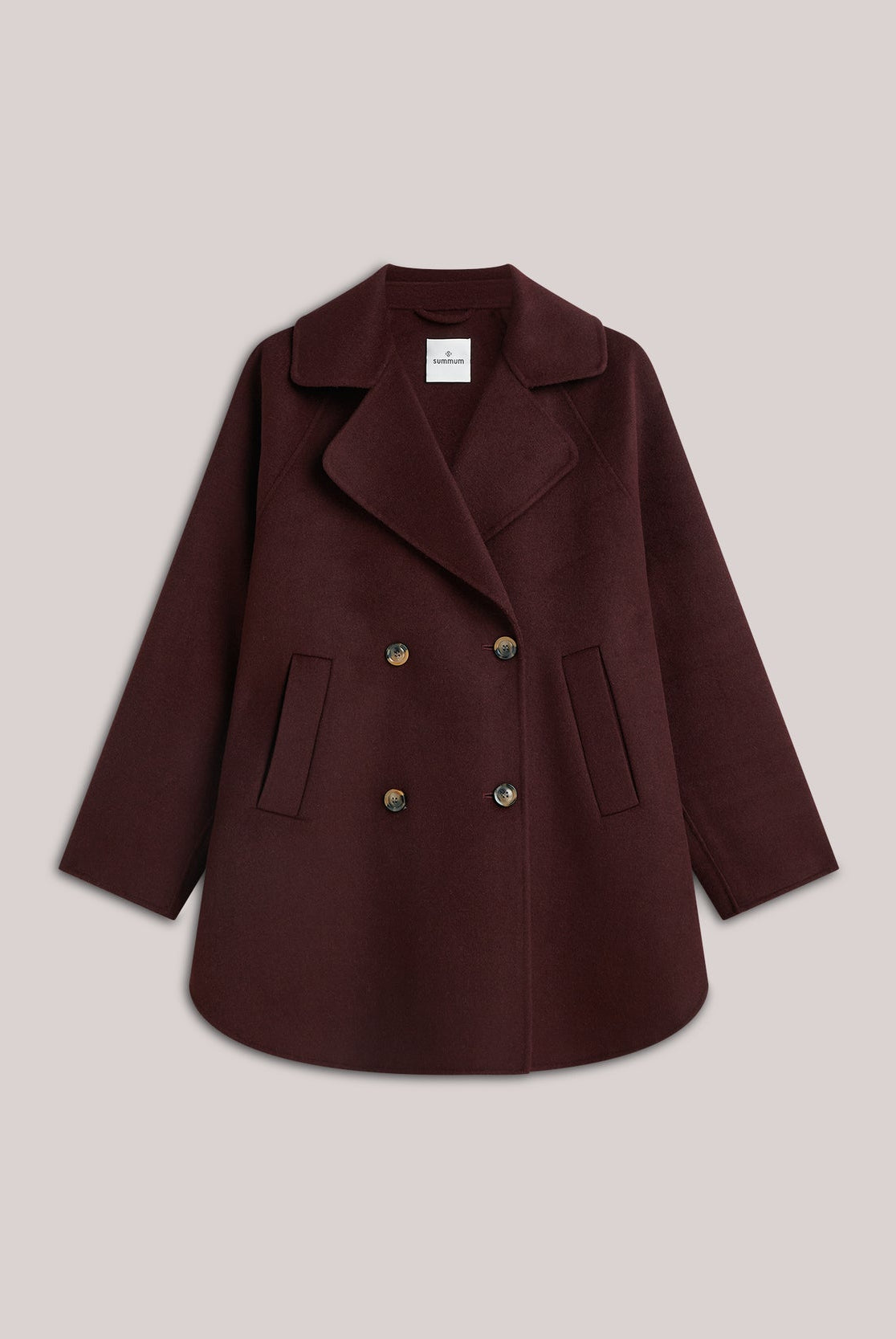 Summum burgundy double breasted wool blend coat product image