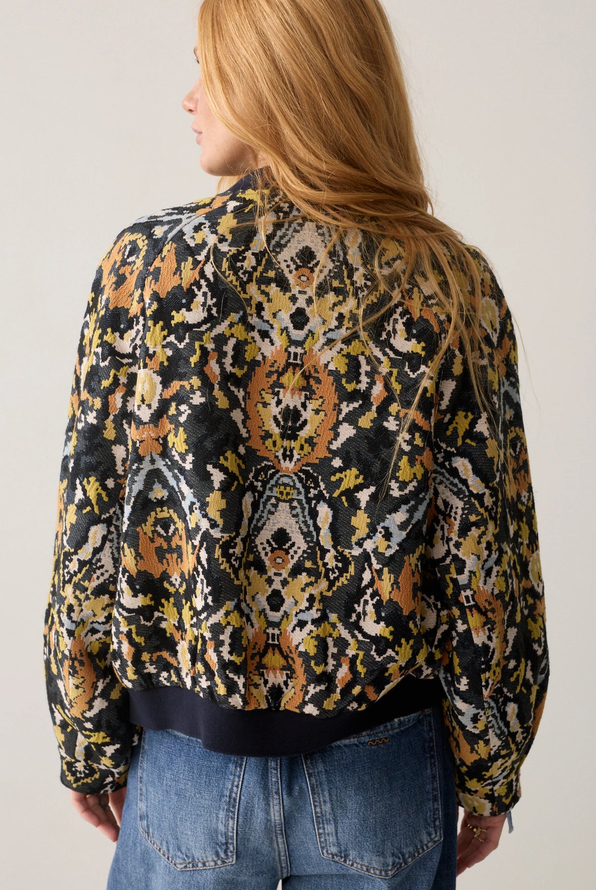 Summum multicolour jacquard bomber jacket – back model view