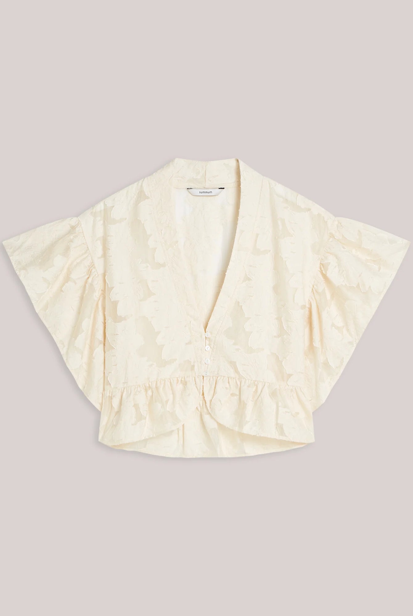 Summum cream textured peplum top product image