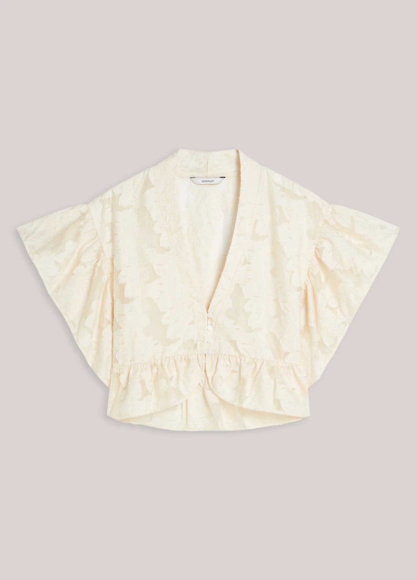 Summum cream textured peplum top product image