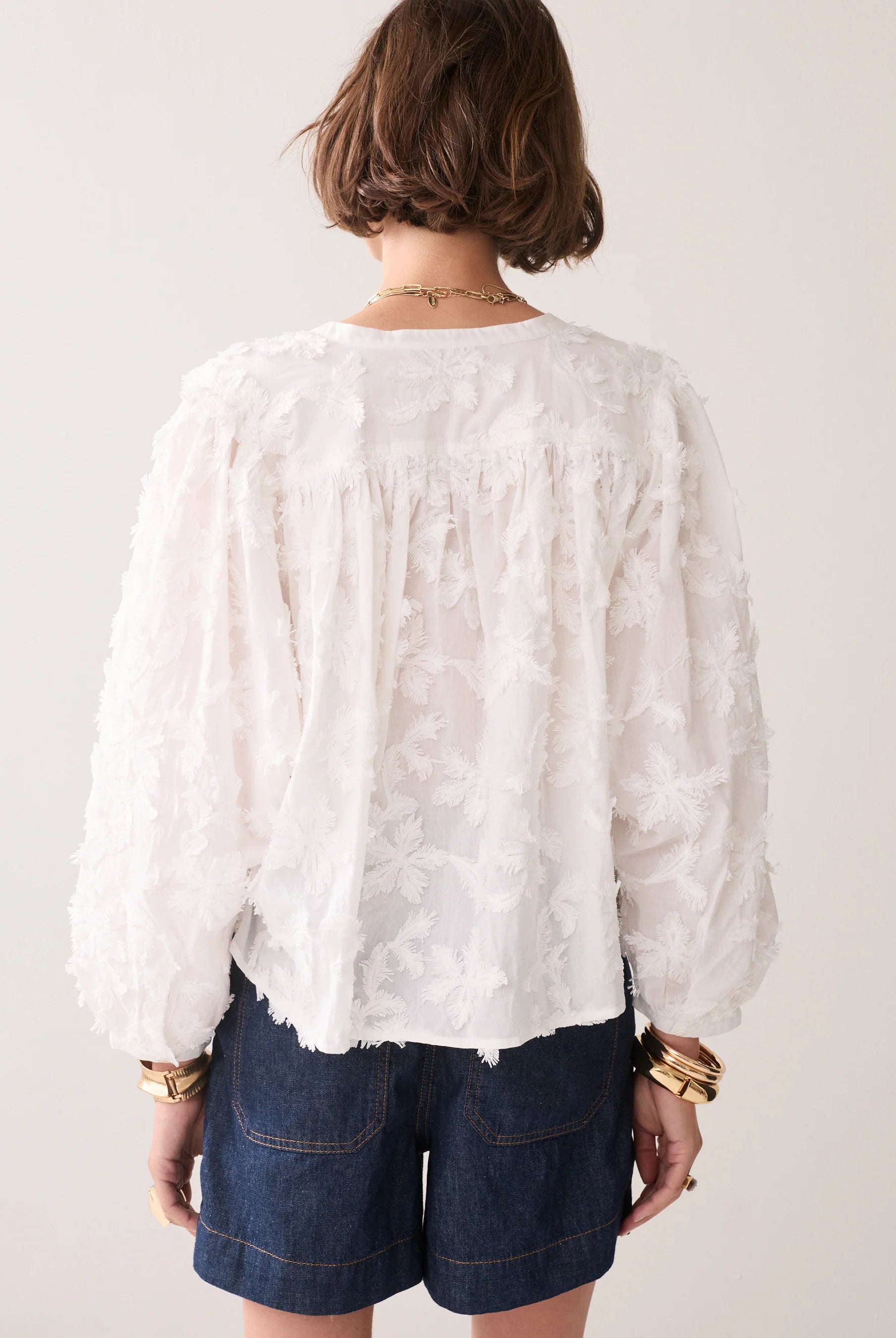 Summum white sheer cotton summer blouse back view
