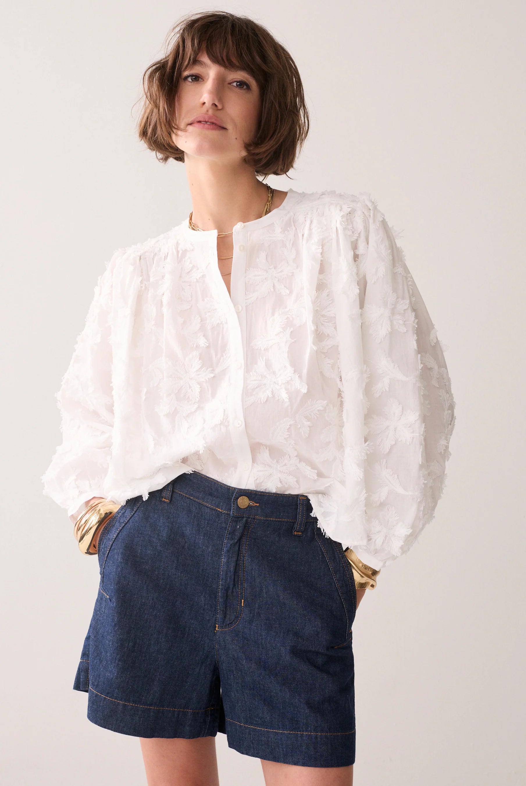 Summum 3D palm textured blouse for women