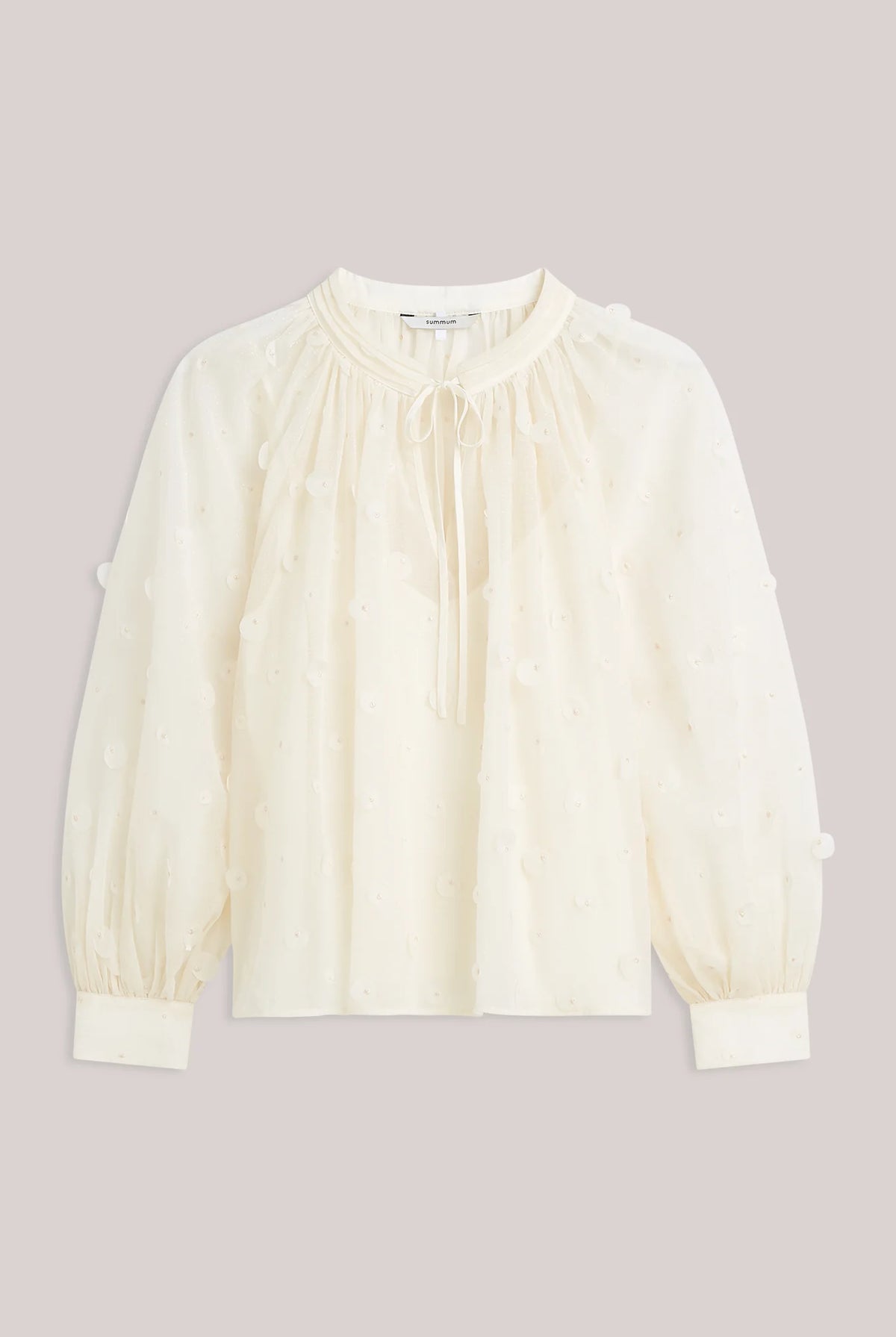 Summum cream 3D sequin and bead blouse – product-only front view