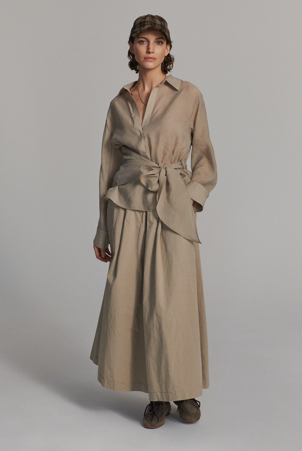 Women’s Summum sand wrap blouse styled with matching skirt