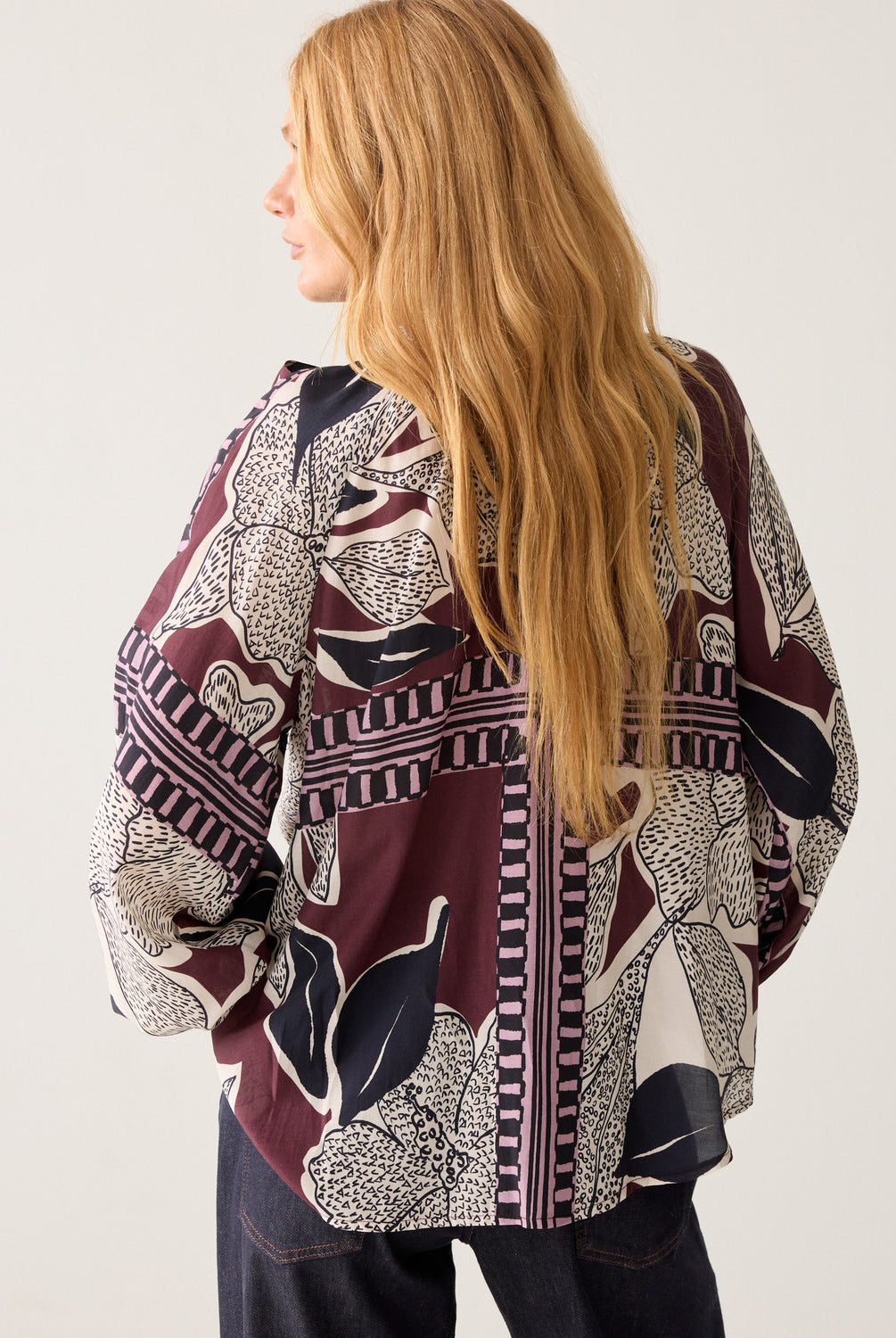 Summum burgundy printed blouse back view