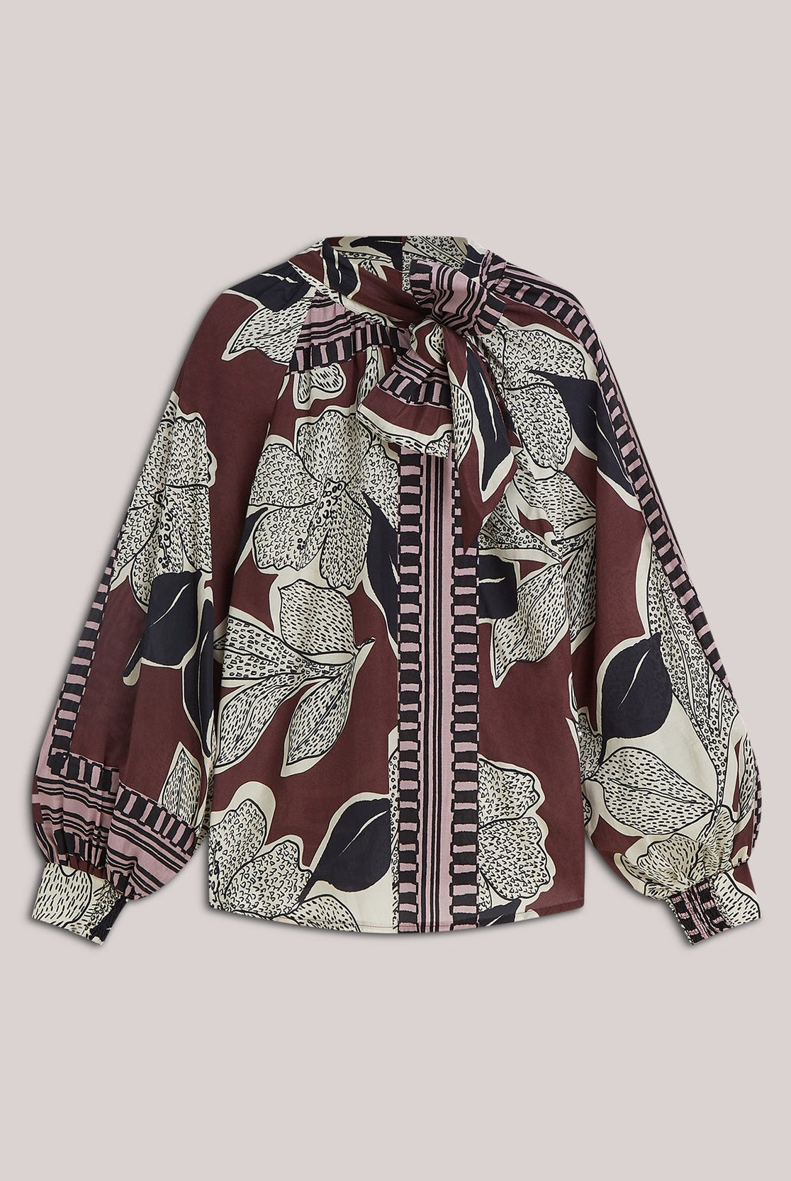 Summum burgundy floral bow blouse product image