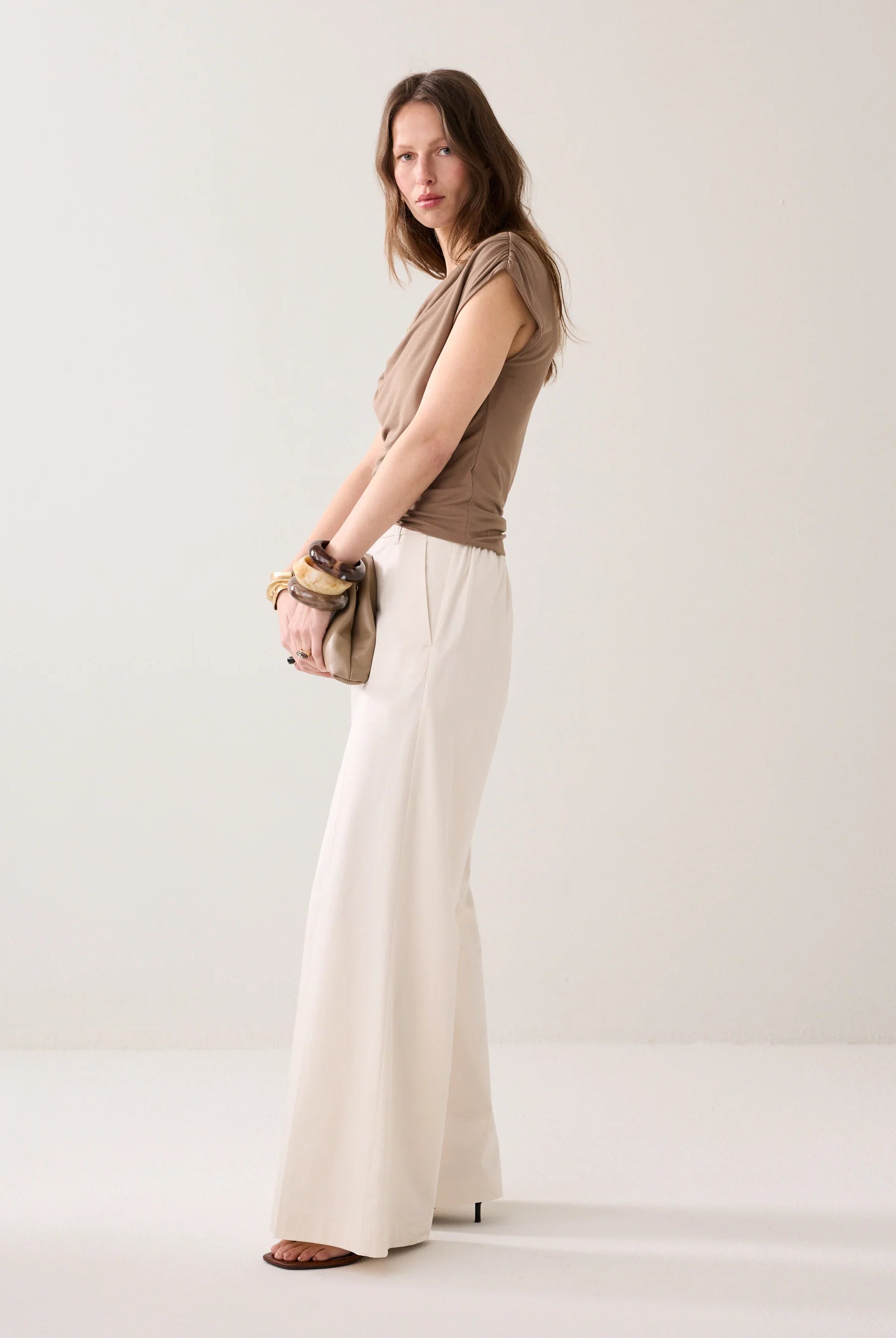 Summum wide leg trousers side view full length