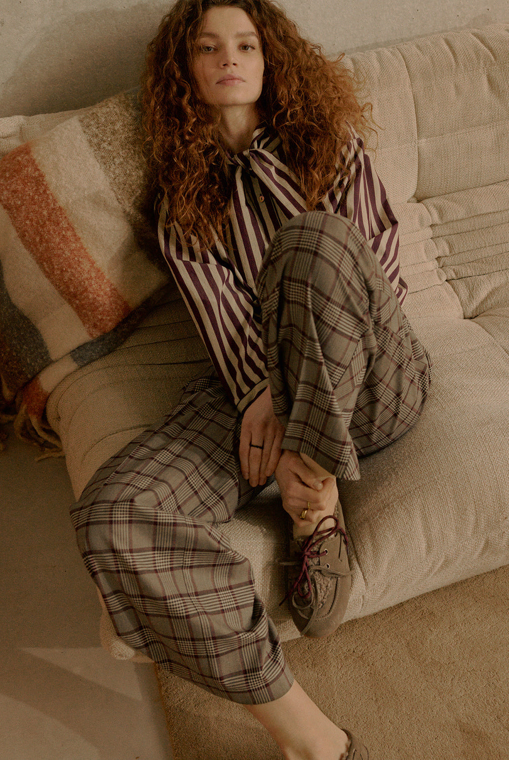 Women’s Summum check wide leg trousers styled outfit