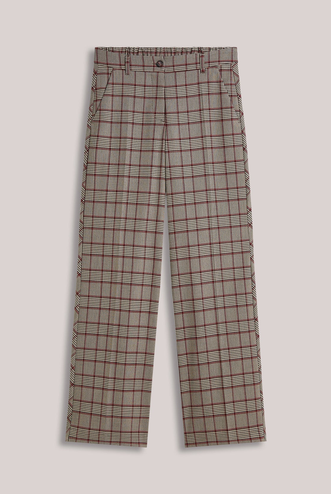 Summum burgundy grey check wide leg trousers product image